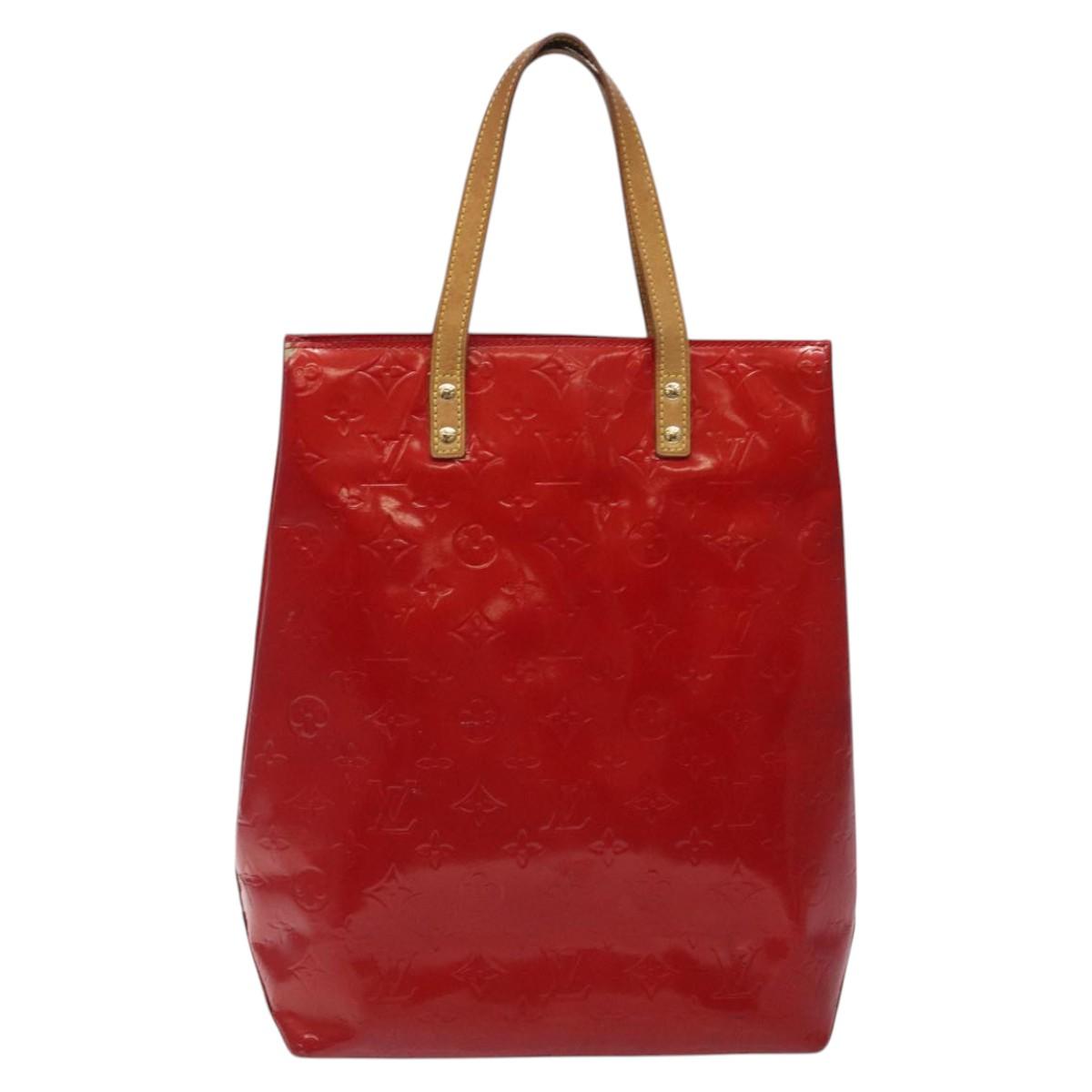 LOUIS VUITTON Monogram Vernis Reade MM Hand Bag Red Rouge M91086 LV Auth ep8521