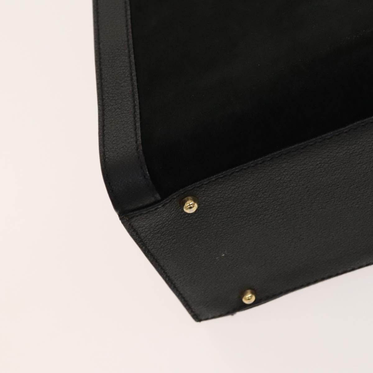 GUCCI Bamboo Hand Bag Suede Black Gold 02 123 0260 Auth ep8532