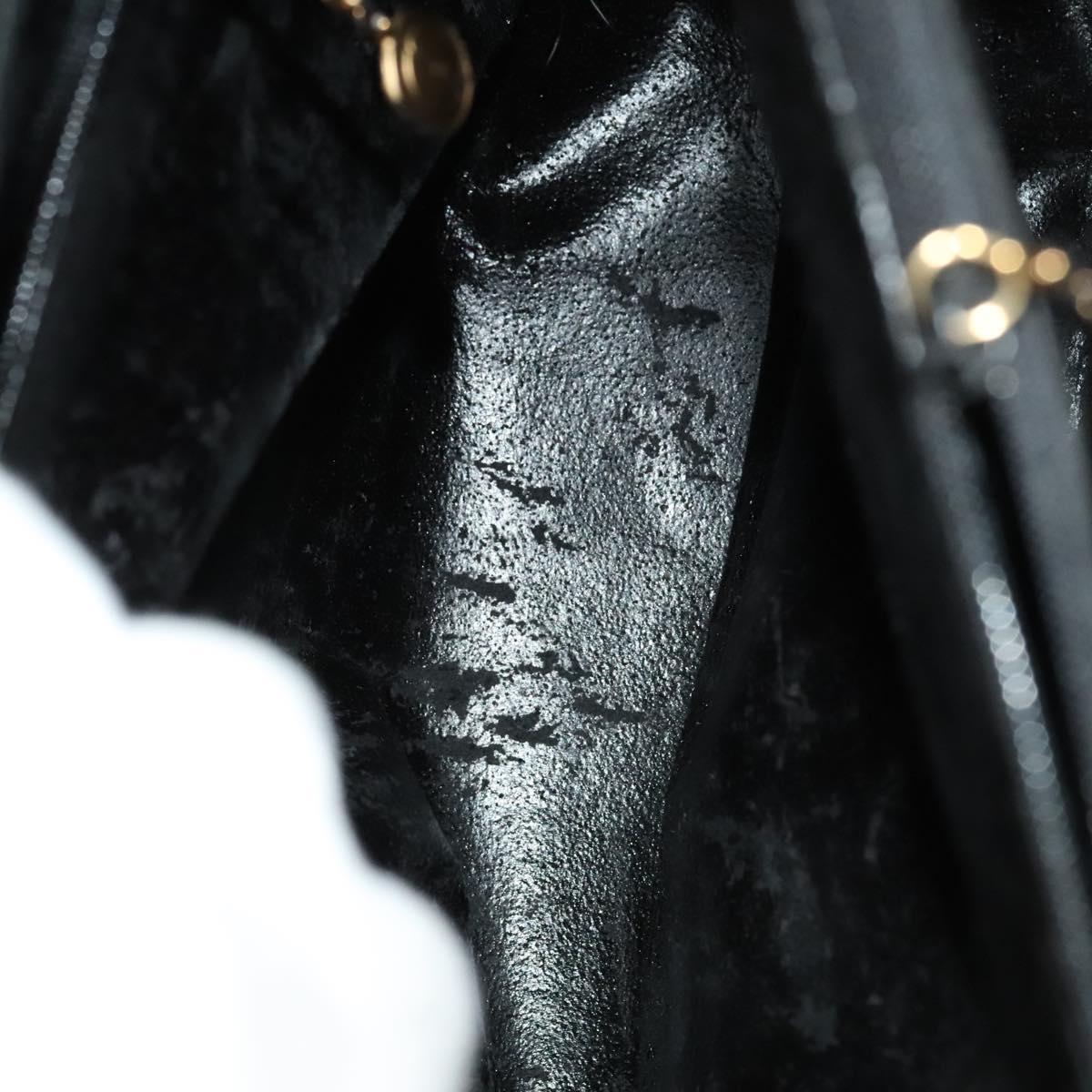 GUCCI Bamboo Hand Bag Suede Black Gold 02 123 0260 Auth ep8532