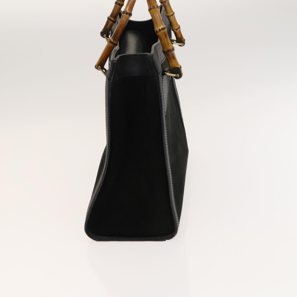 GUCCI Bamboo Hand Bag Suede Black Gold 02 123 0260 Auth ep8532