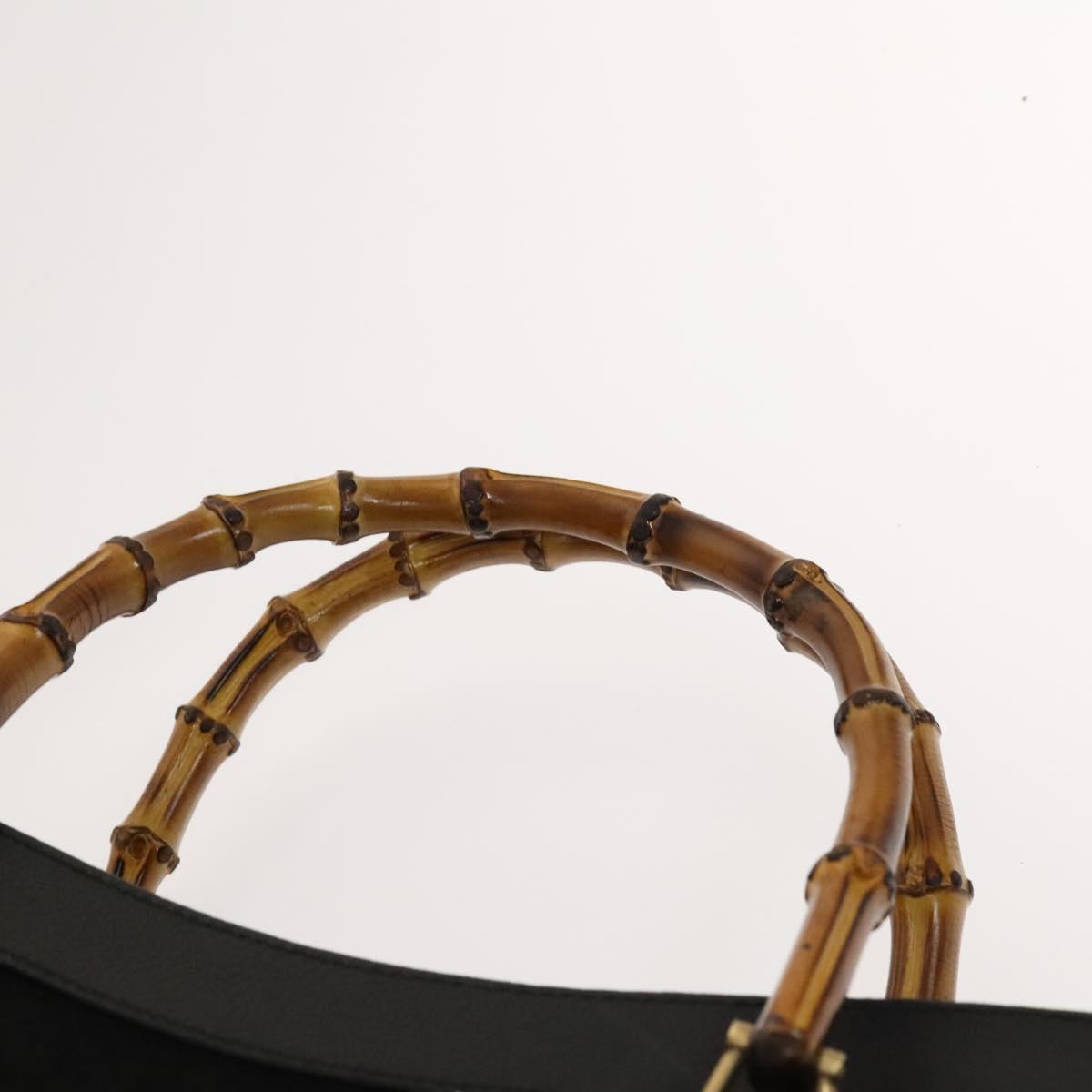 GUCCI Bamboo Hand Bag Suede Black Gold 02 123 0260 Auth ep8532