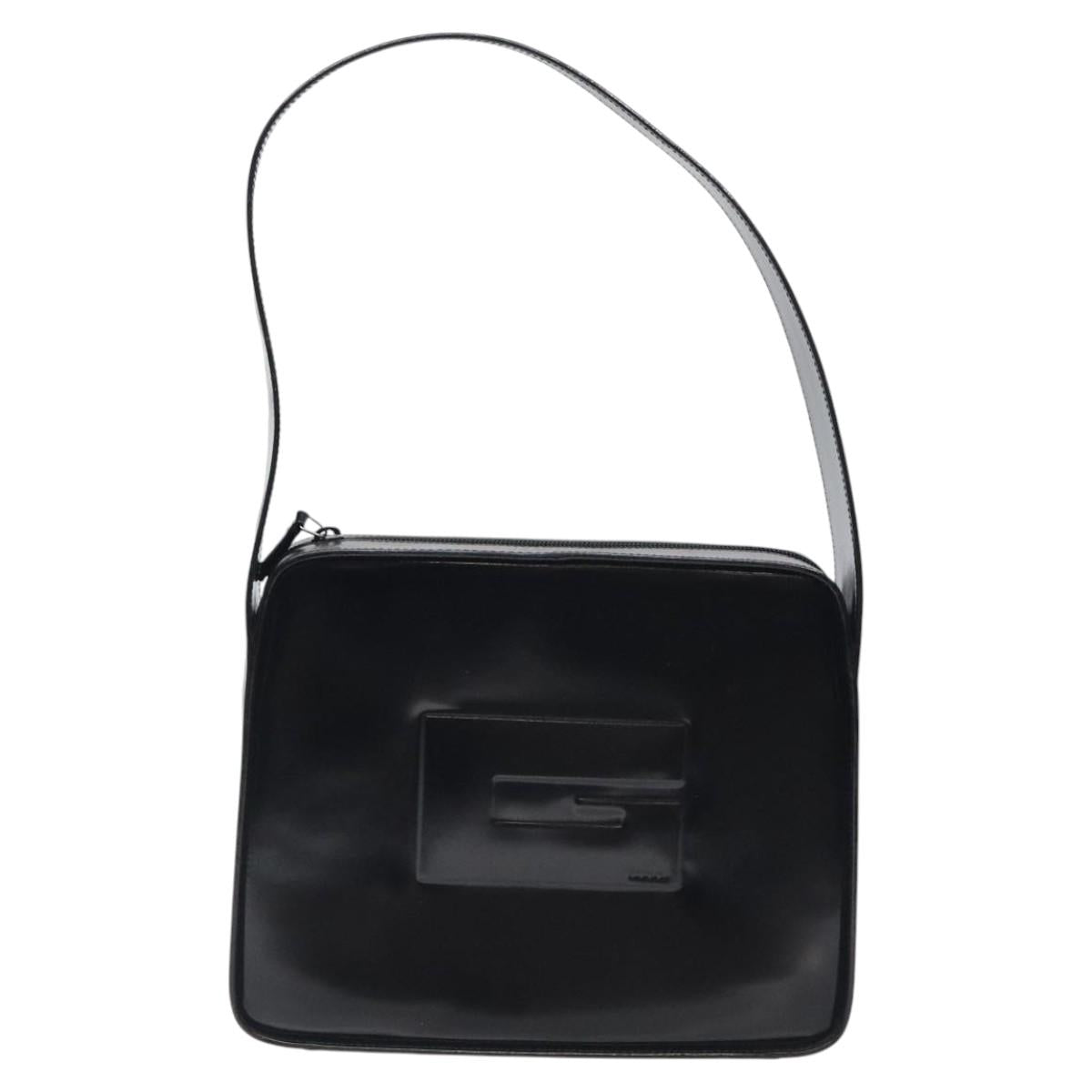 GUCCI Shoulder Bag Patent leather Black Silver 001 3032 Auth ep8533