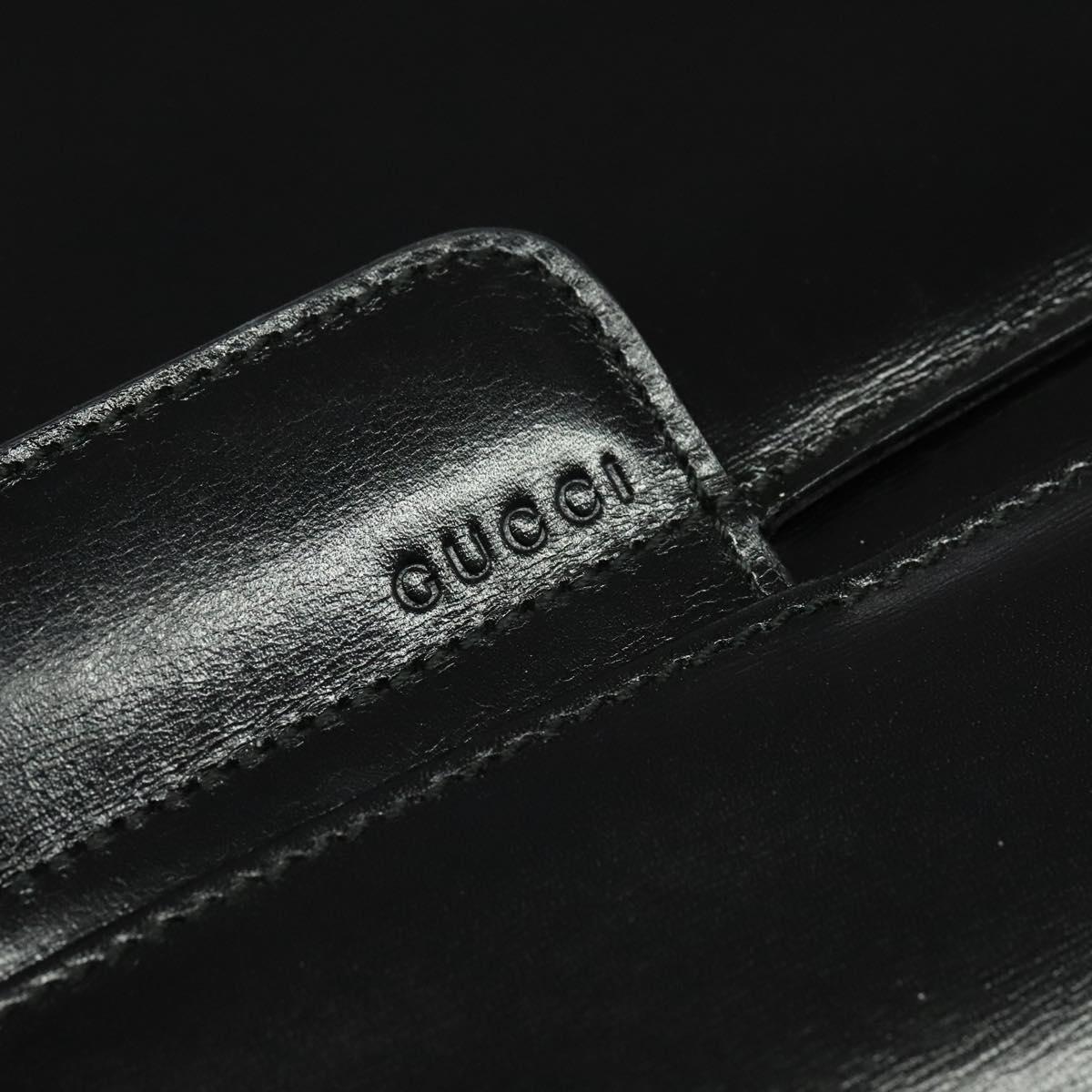 GUCCI Shoulder Bag Leather Black Gold 004 1781 0625 Auth ep8534