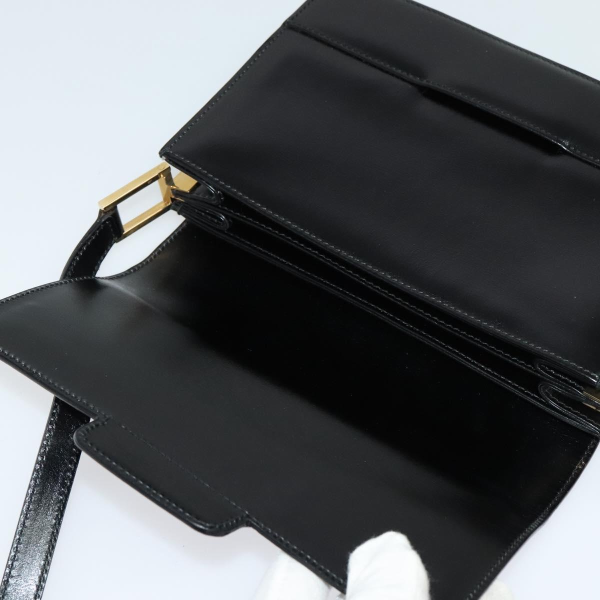 GUCCI Shoulder Bag Leather Black Gold 004 1781 0625 Auth ep8534