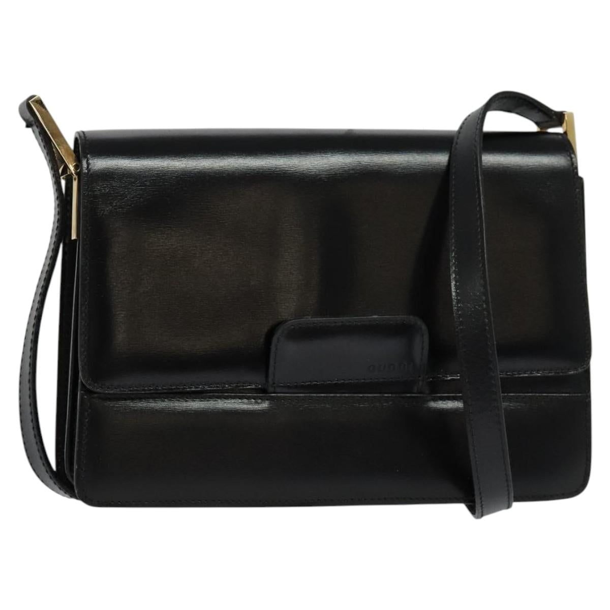 GUCCI Shoulder Bag Leather Black Gold 004 1781 0625 Auth ep8534