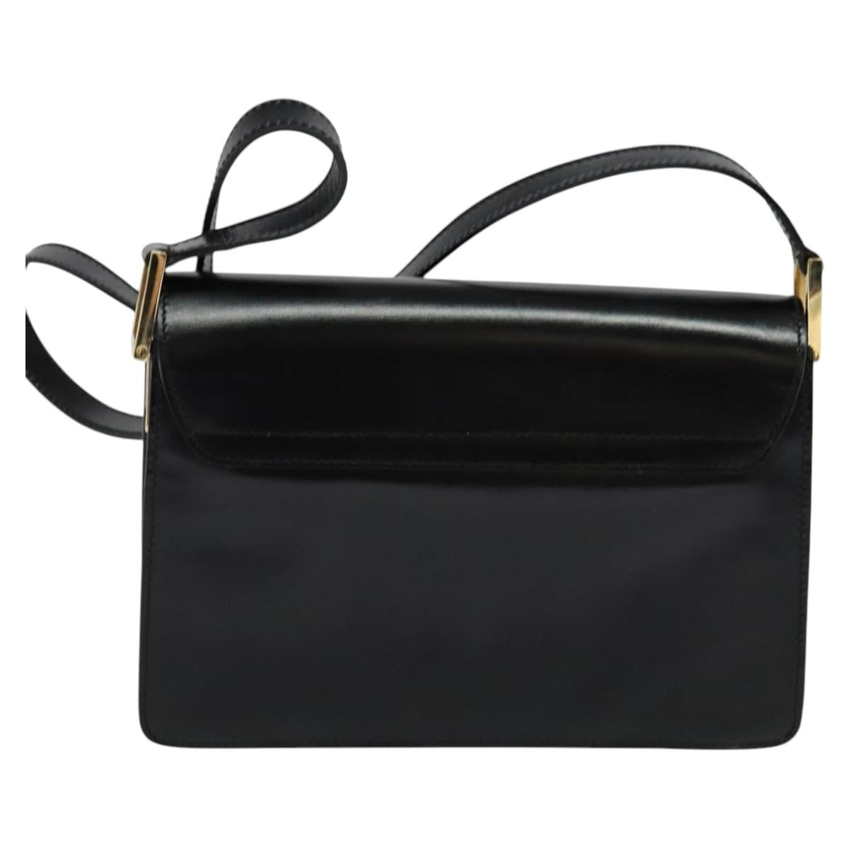 GUCCI Shoulder Bag Leather Black Gold 004 1781 0625 Auth ep8534