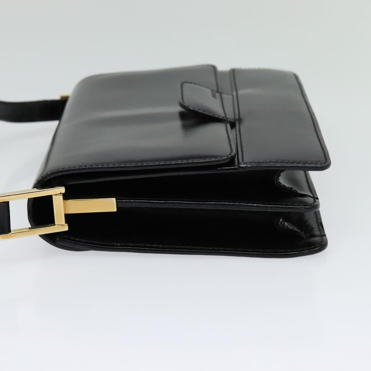 GUCCI Shoulder Bag Leather Black Gold 004 1781 0625 Auth ep8534