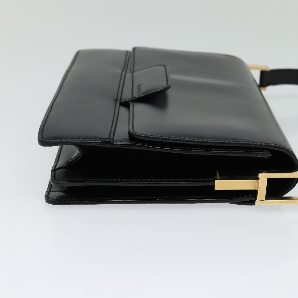 GUCCI Shoulder Bag Leather Black Gold 004 1781 0625 Auth ep8534