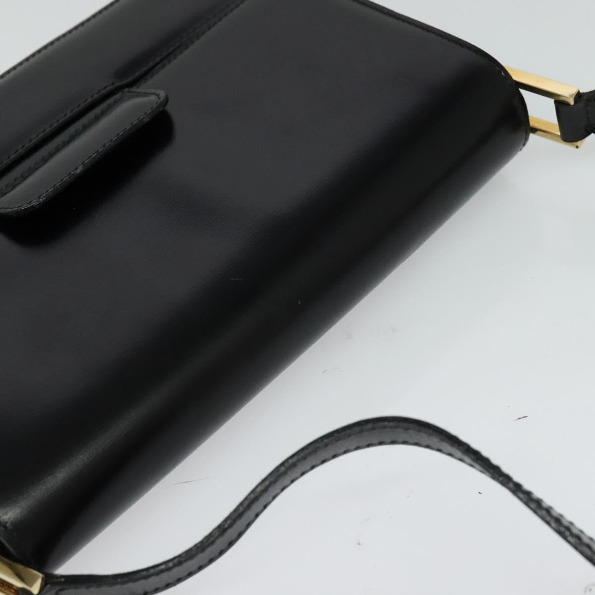 GUCCI Shoulder Bag Leather Black Gold 004 1781 0625 Auth ep8534
