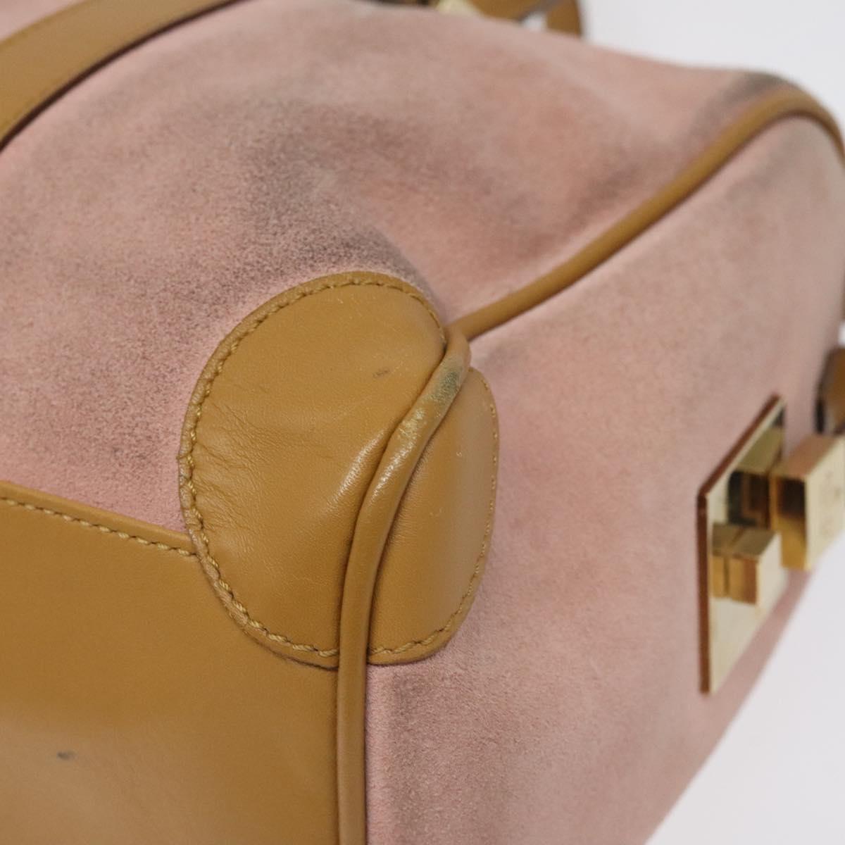 GUCCI Hand Bag Suede Pink Gold 000 0851 Auth ep8548