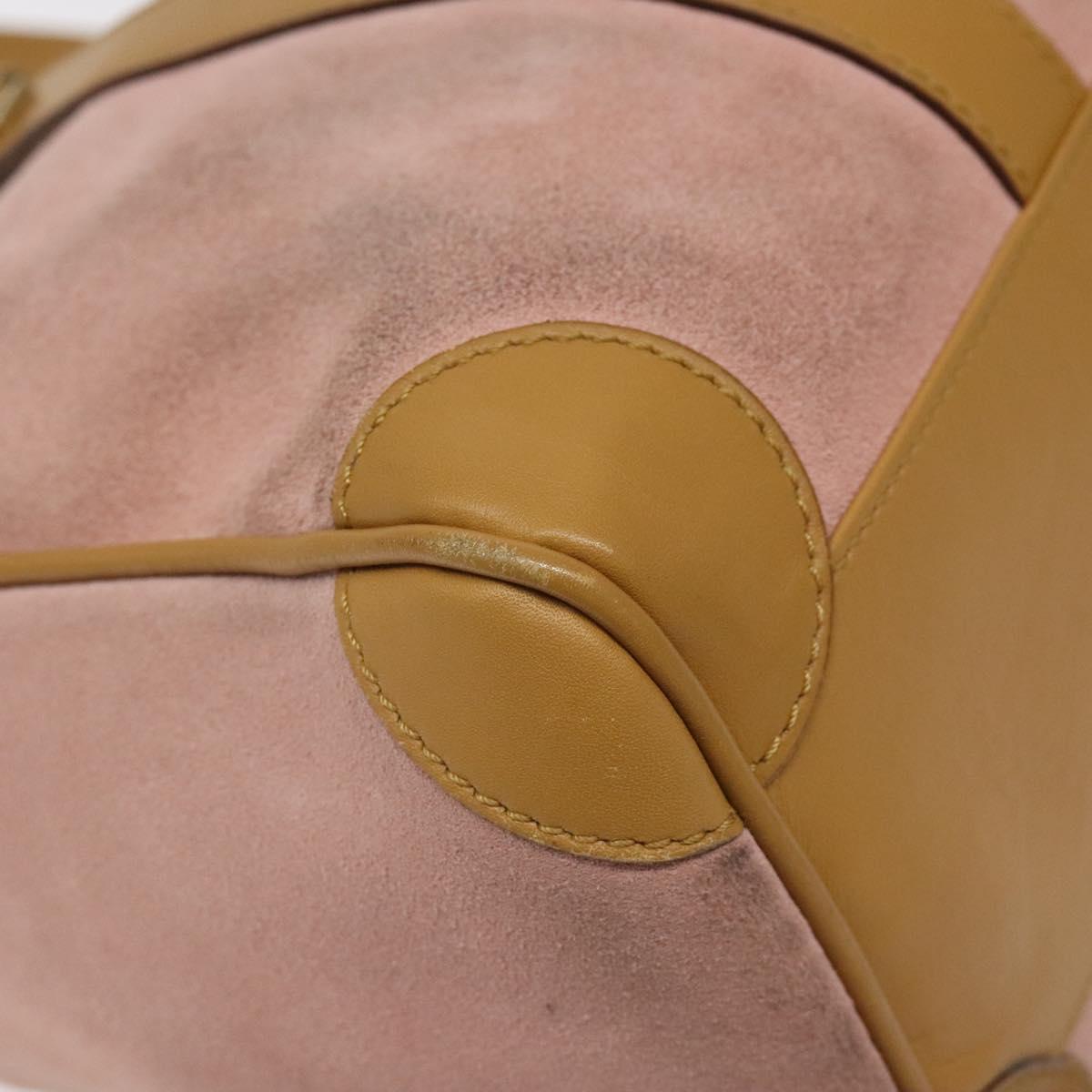 GUCCI Hand Bag Suede Pink Gold 000 0851 Auth ep8548