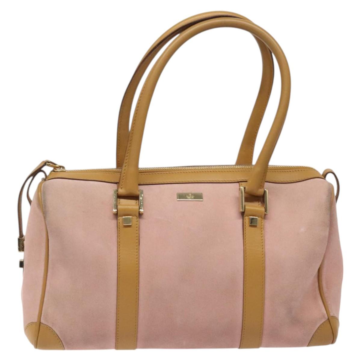 GUCCI Hand Bag Suede Pink Gold 000 0851 Auth ep8548