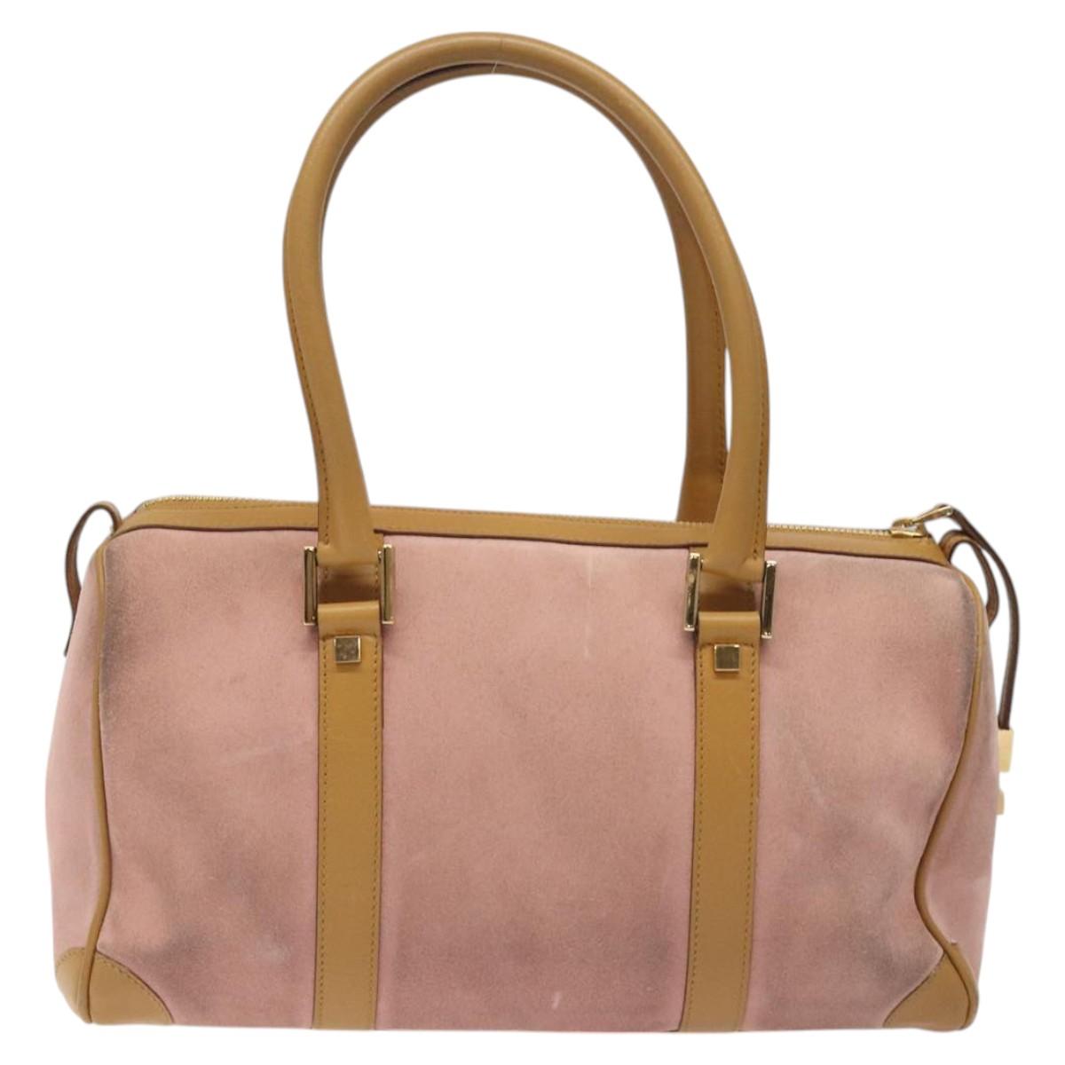 GUCCI Hand Bag Suede Pink Gold 000 0851 Auth ep8548