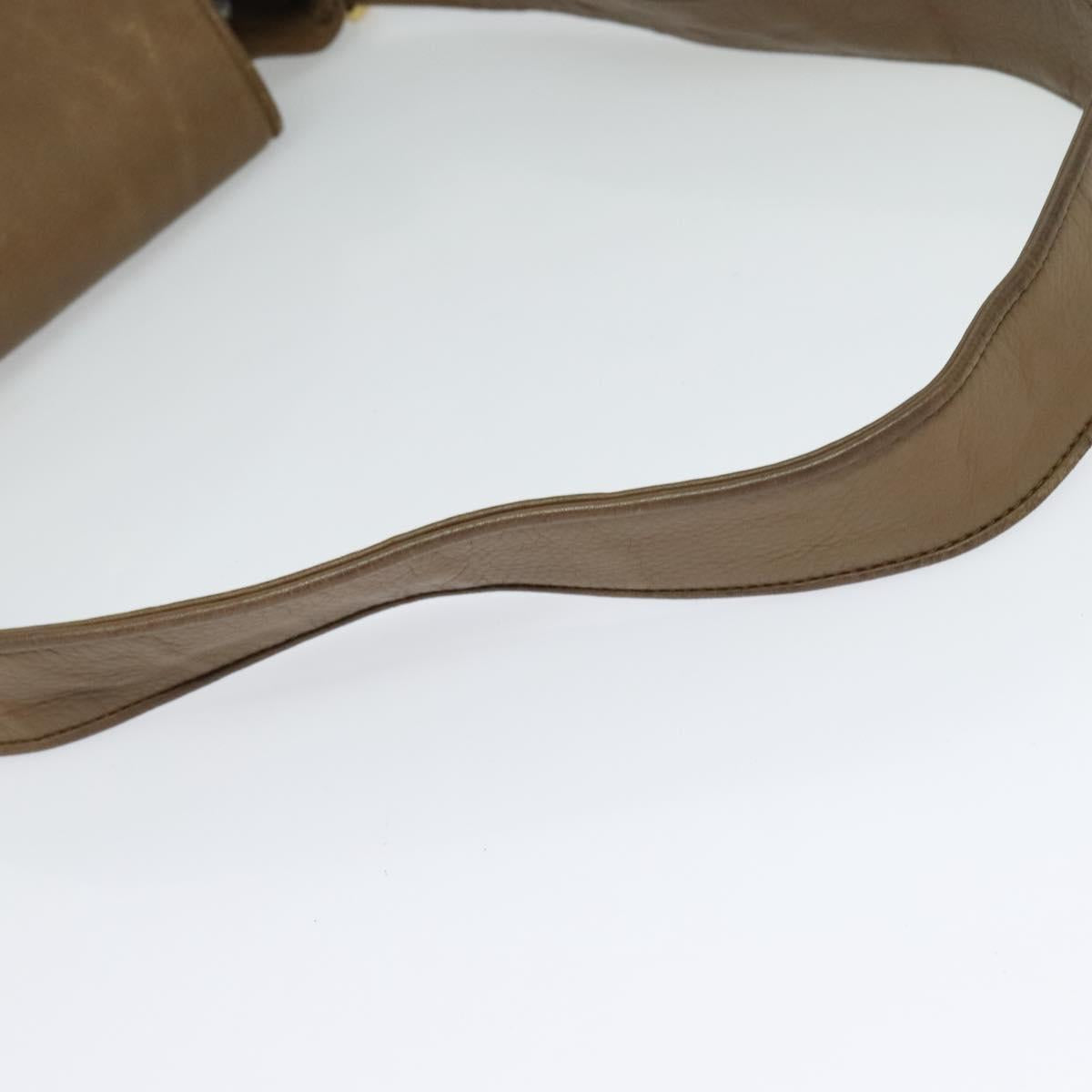 GUCCI Shoulder Bag Leather Brown Gold Auth ep8554