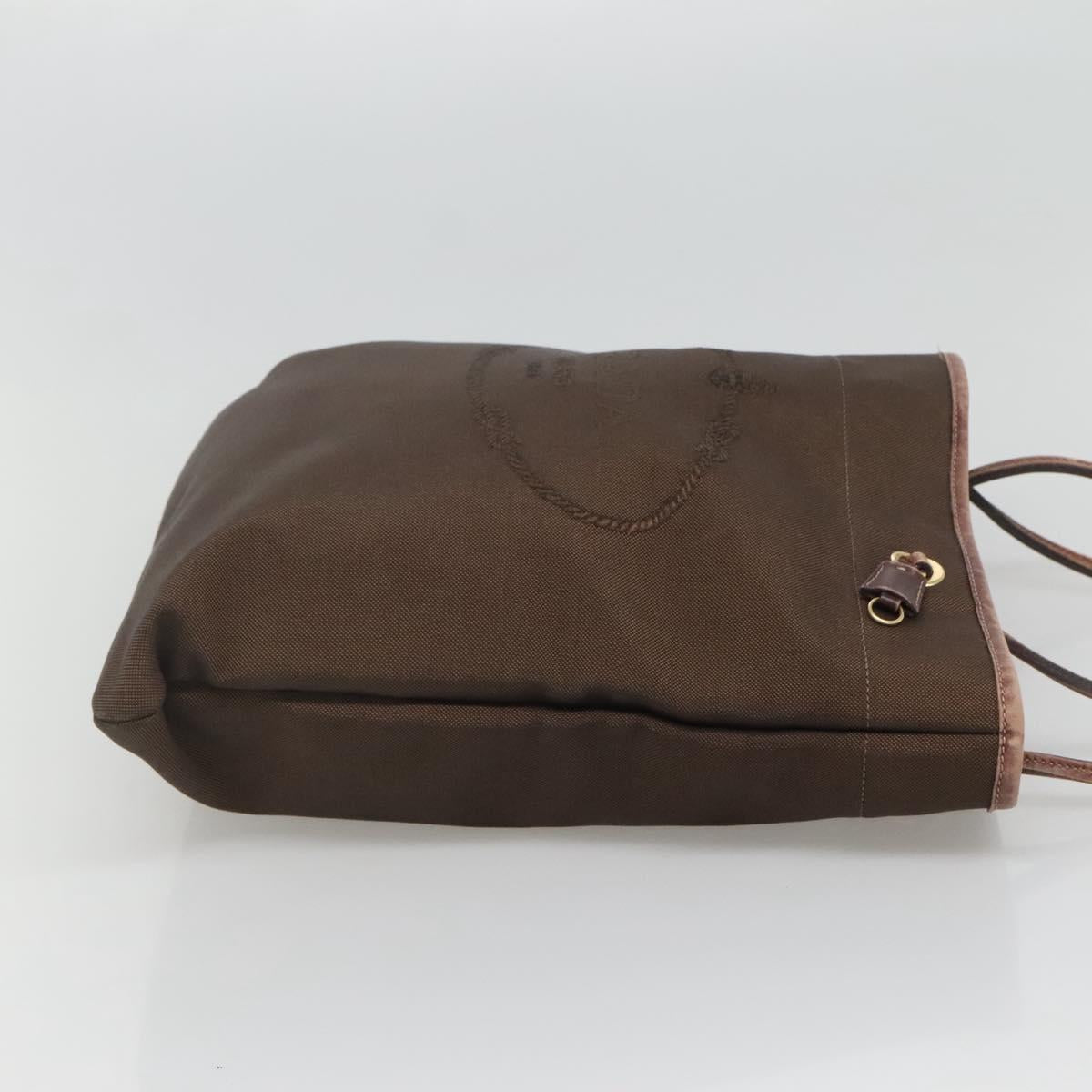PRADA Tote Bag Canvas Brown Gold Auth ep8562