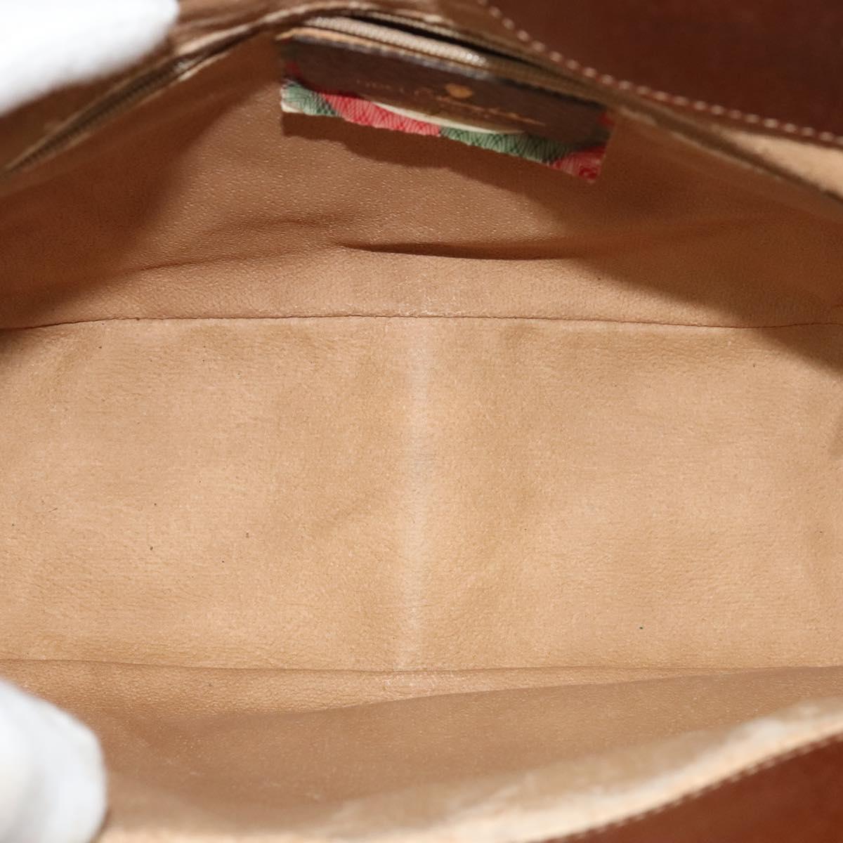 GUCCI Shoulder Bag PVC Brown Gold Auth ep8569