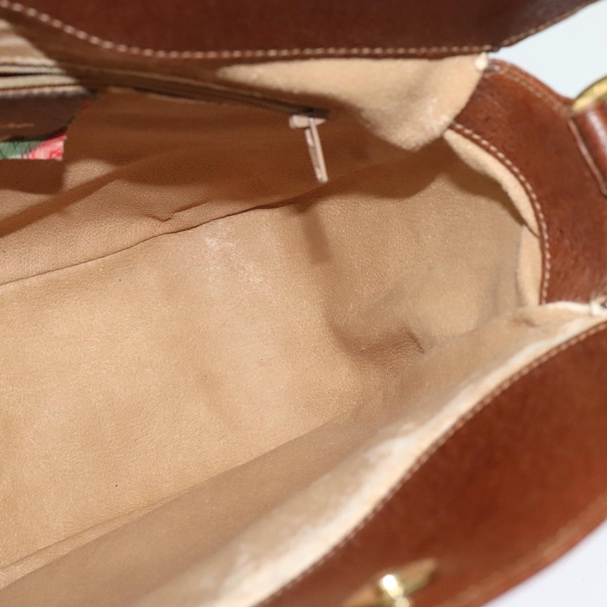 GUCCI Shoulder Bag PVC Brown Gold Auth ep8569