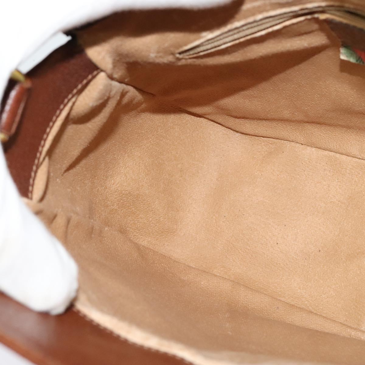 GUCCI Shoulder Bag PVC Brown Gold Auth ep8569