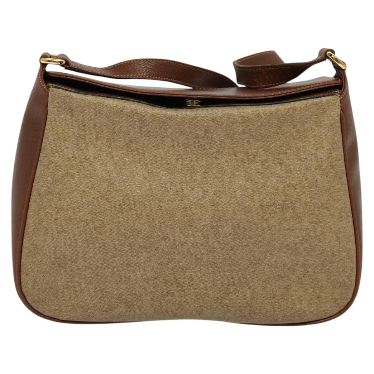 GUCCI Shoulder Bag PVC Brown Gold Auth ep8569