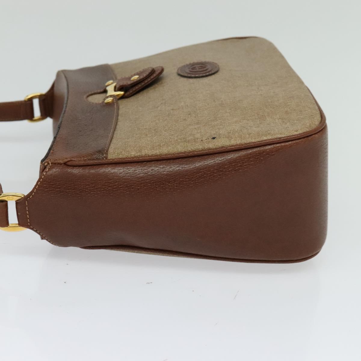GUCCI Shoulder Bag PVC Brown Gold Auth ep8569