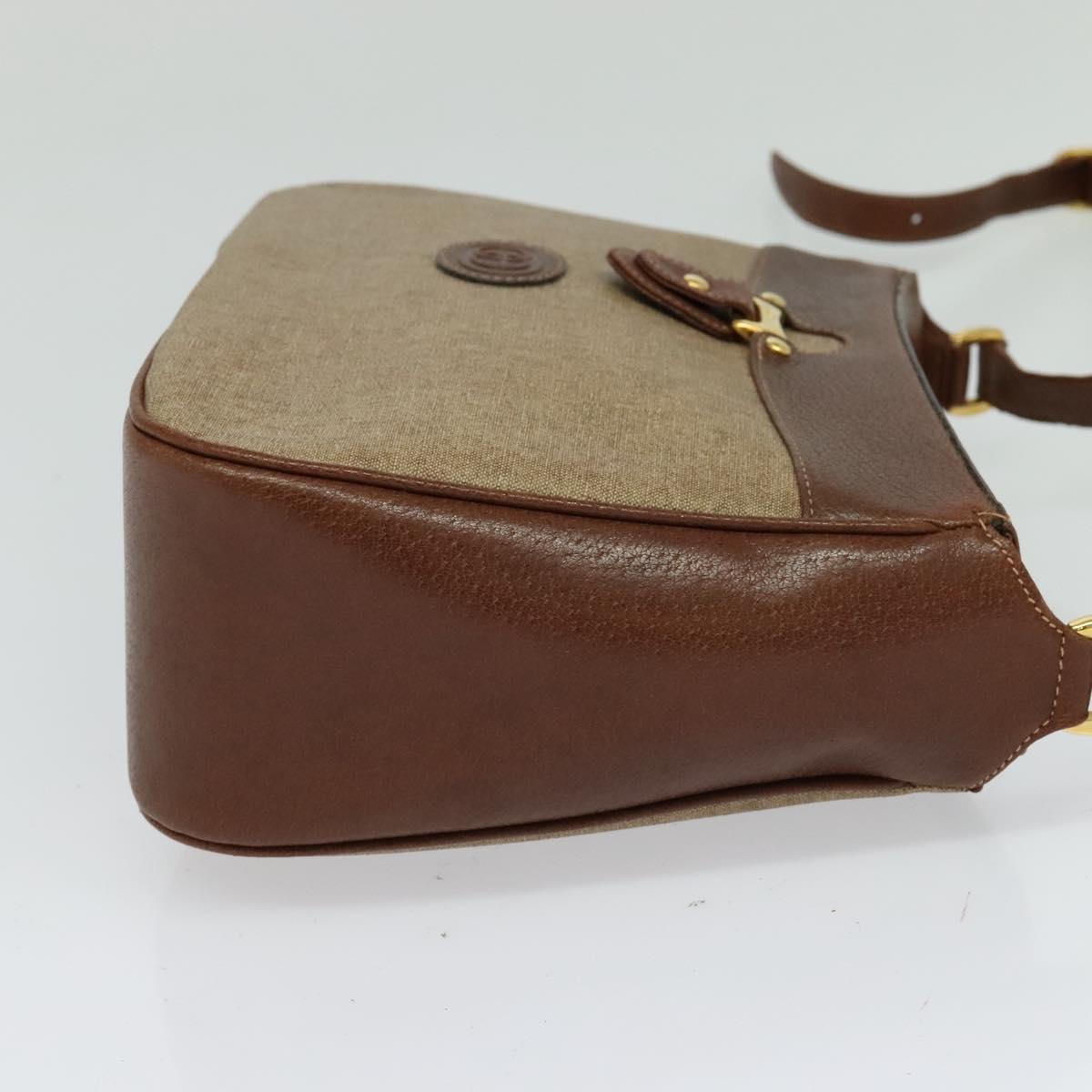 GUCCI Shoulder Bag PVC Brown Gold Auth ep8569