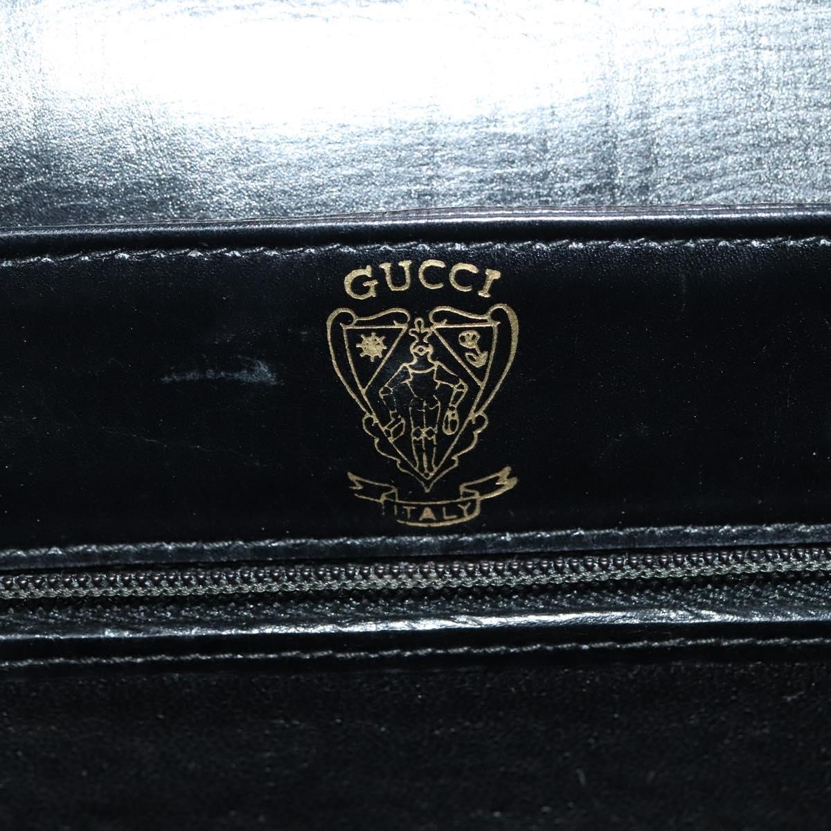 GUCCI Shoulder Bag Leather Black Gold Auth ep8582