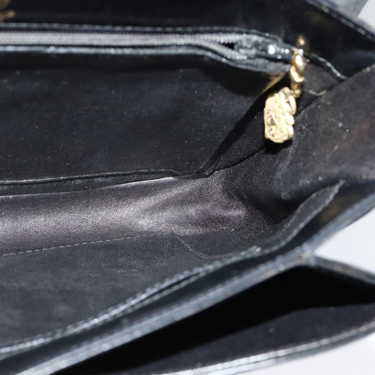 GUCCI Shoulder Bag Leather Black Gold Auth ep8582