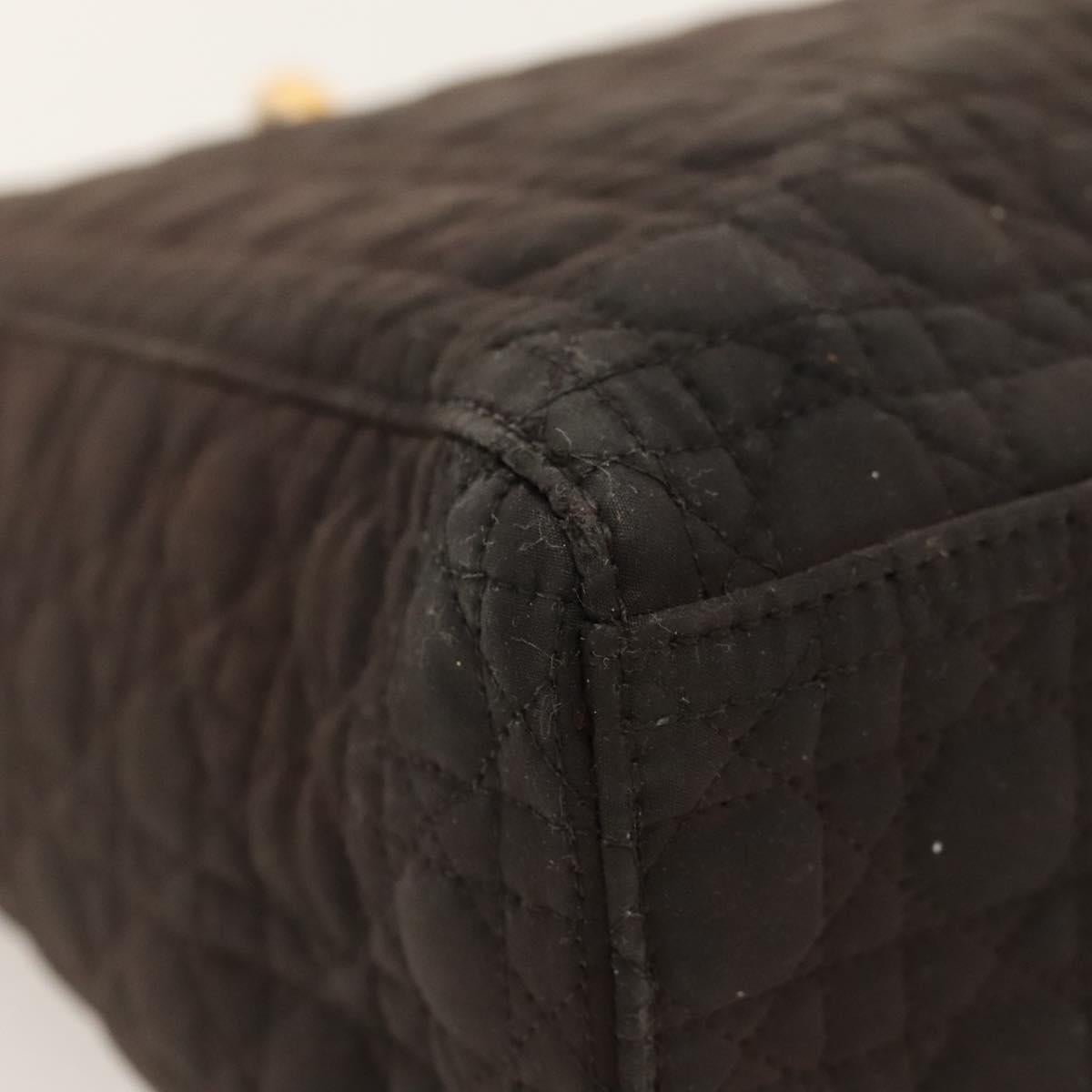 Christian Dior Canage Hand Bag Nylon Brown Gold Auth ep8590
