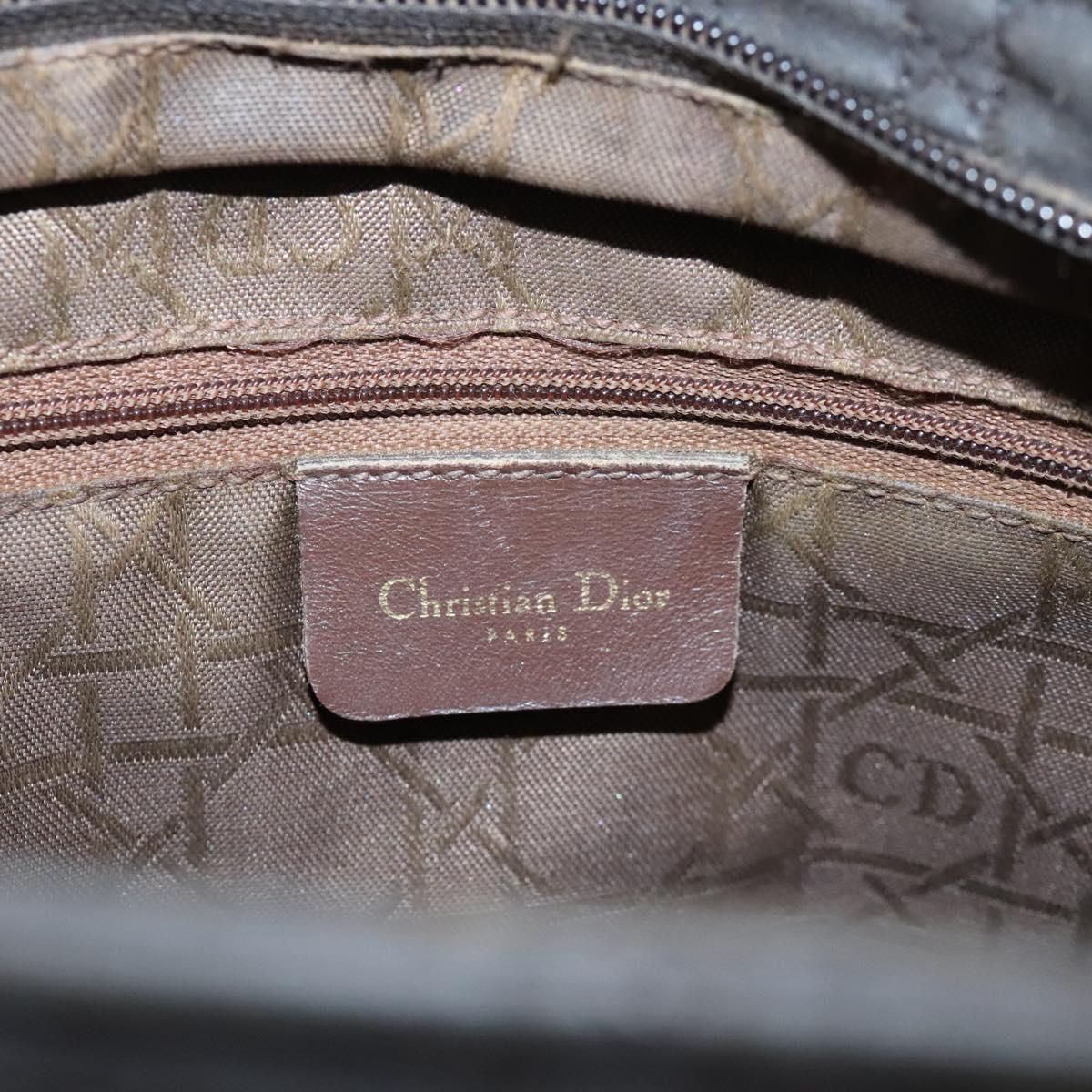 Christian Dior Canage Hand Bag Nylon Brown Gold Auth ep8590
