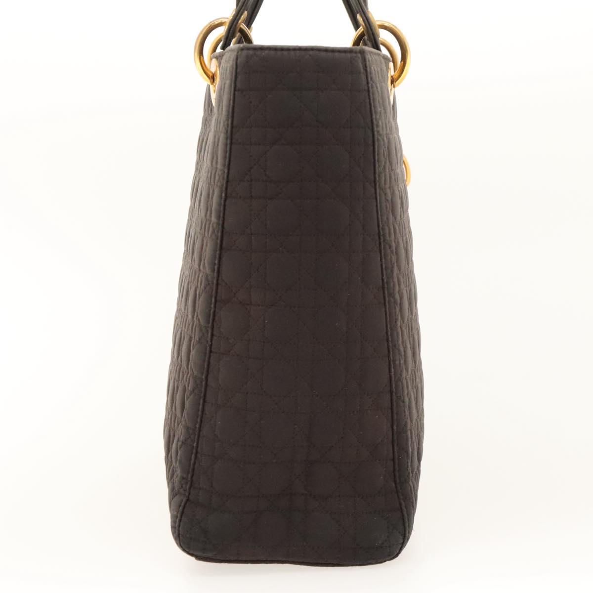 Christian Dior Canage Hand Bag Nylon Brown Gold Auth ep8590