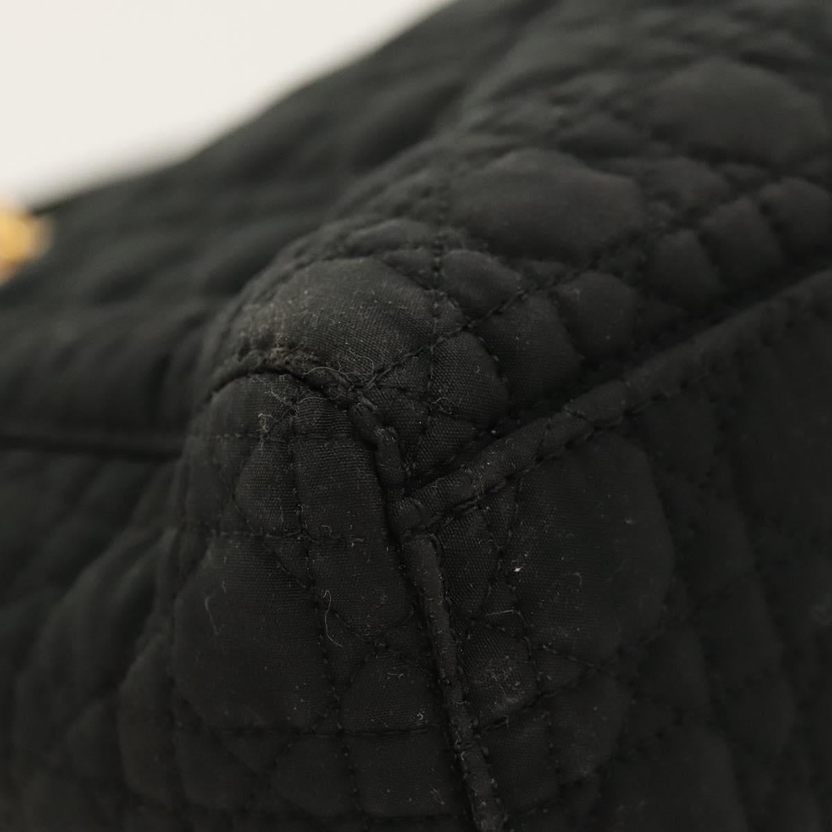 Christian Dior Canage Hand Bag Nylon Black Gold Auth ep8591