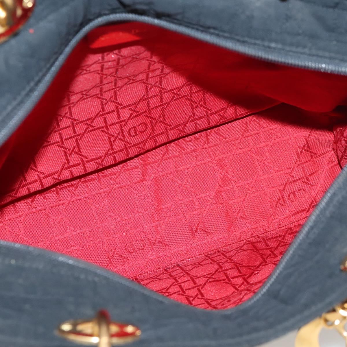 Christian Dior Canage Hand Bag Nylon Black Gold Auth ep8591