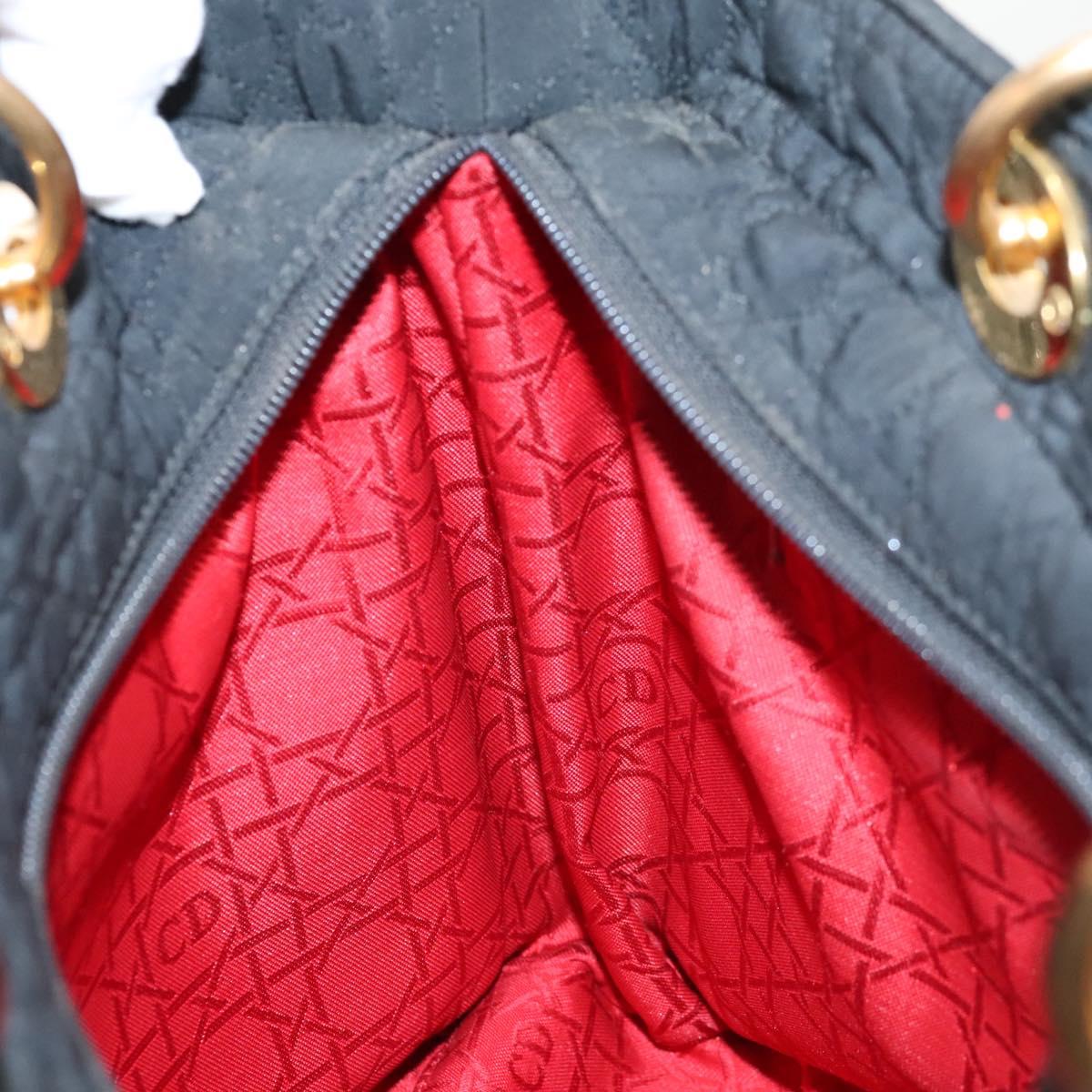 Christian Dior Canage Hand Bag Nylon Black Gold Auth ep8591