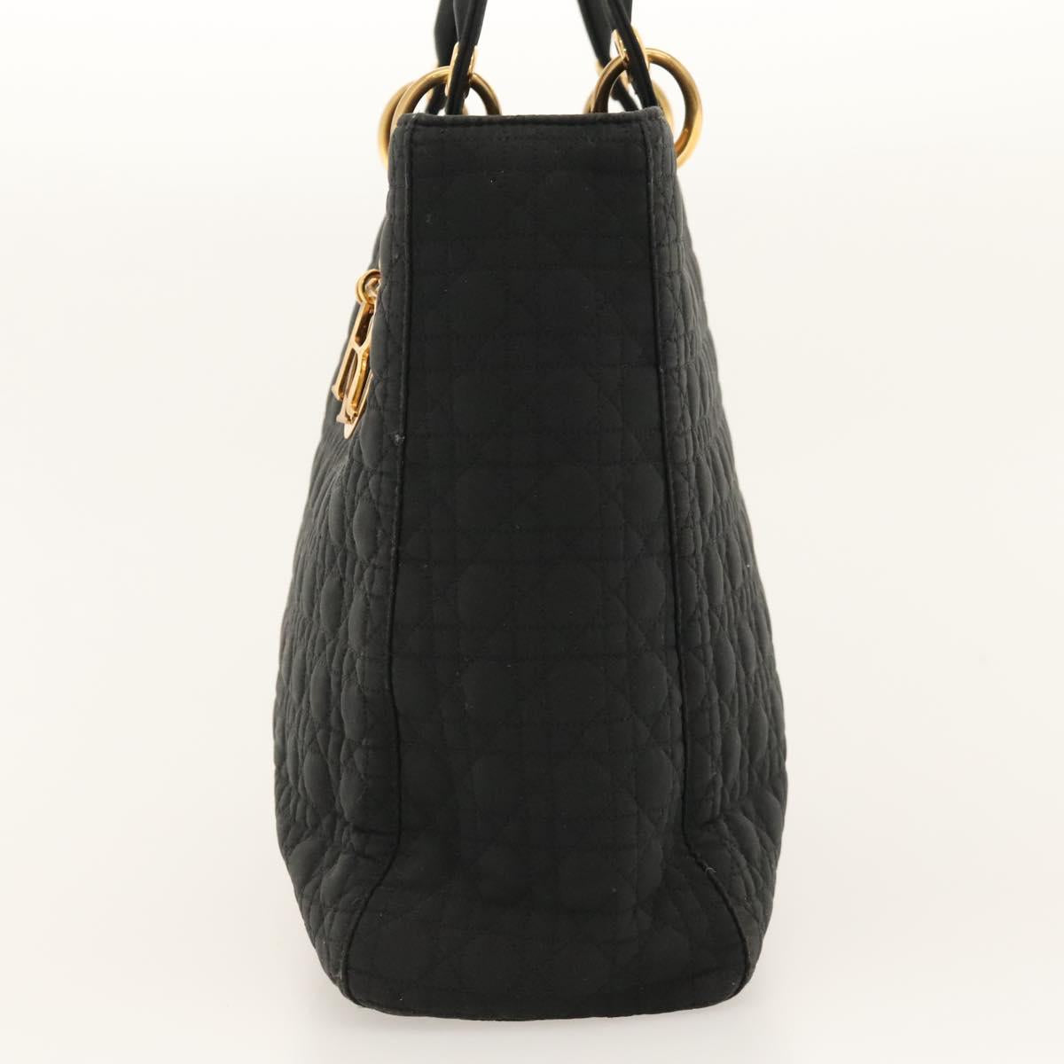 Christian Dior Canage Hand Bag Nylon Black Gold Auth ep8591