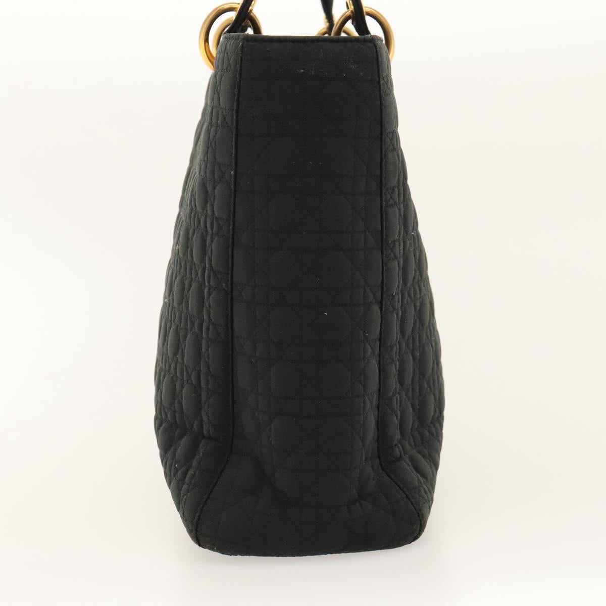 Christian Dior Canage Hand Bag Nylon Black Gold Auth ep8591