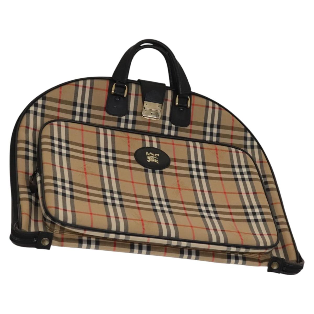 Burberrys Nova Check Garment Cover Canvas Beige Gold Auth ep8592