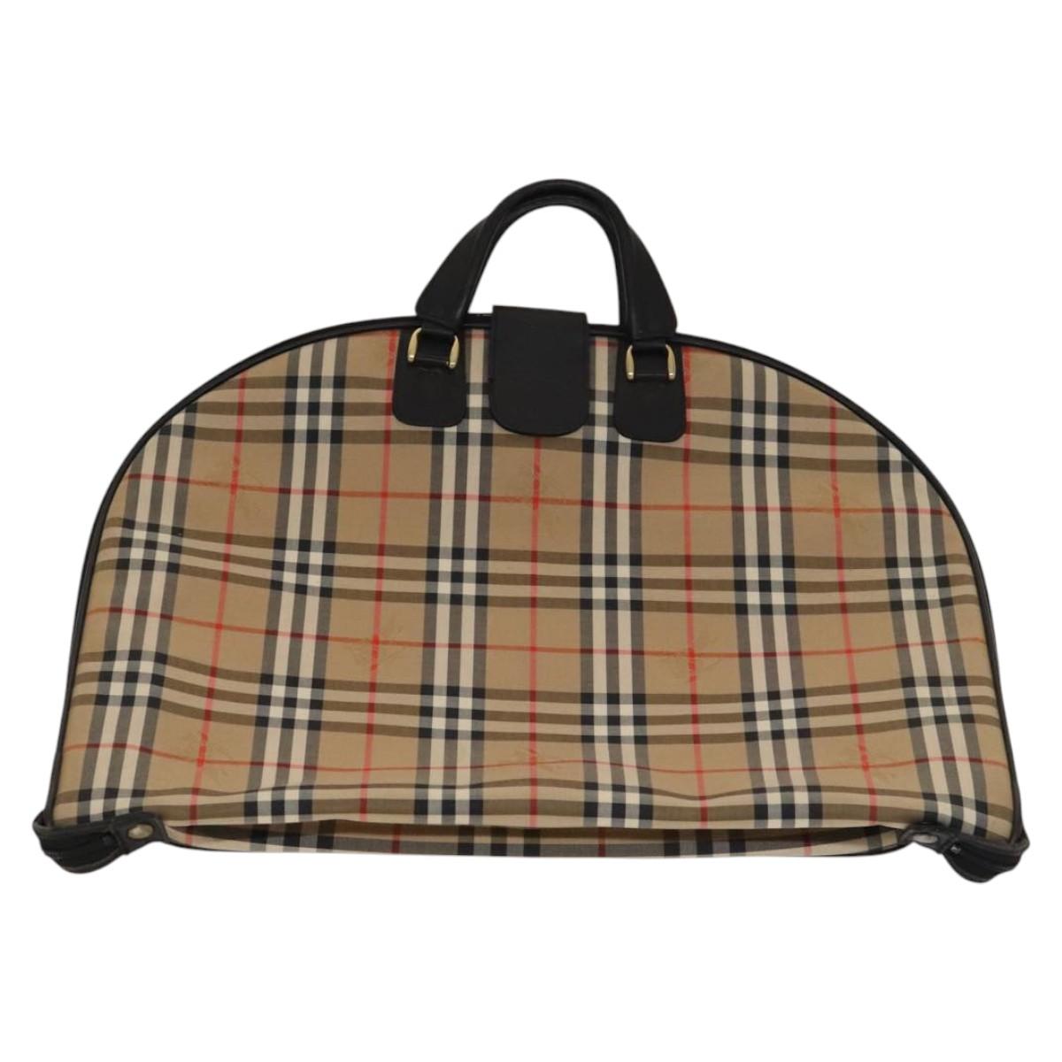 Burberrys Nova Check Garment Cover Canvas Beige Gold Auth ep8592