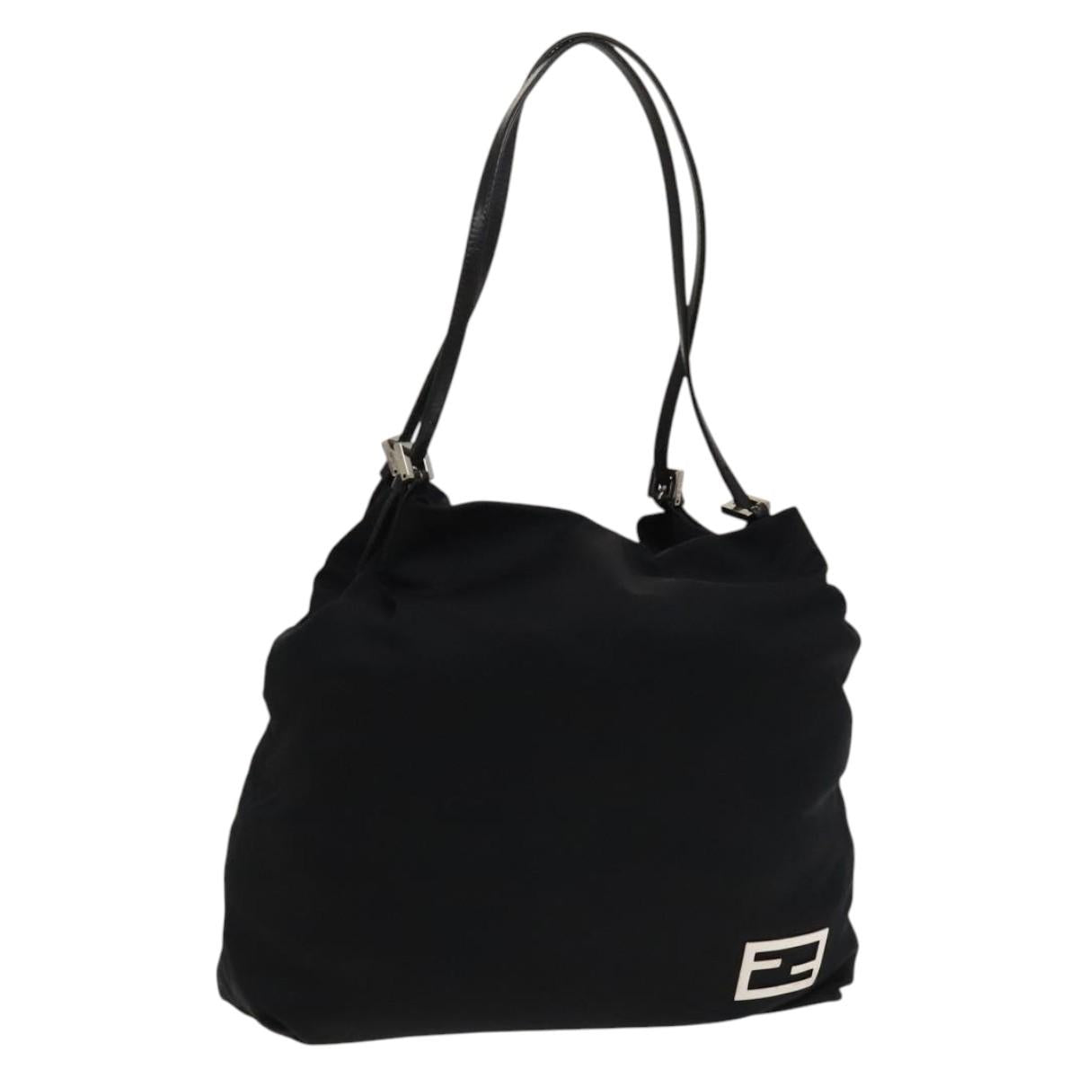 FENDI Tote Bag Nylon Black Silver Auth ep8593