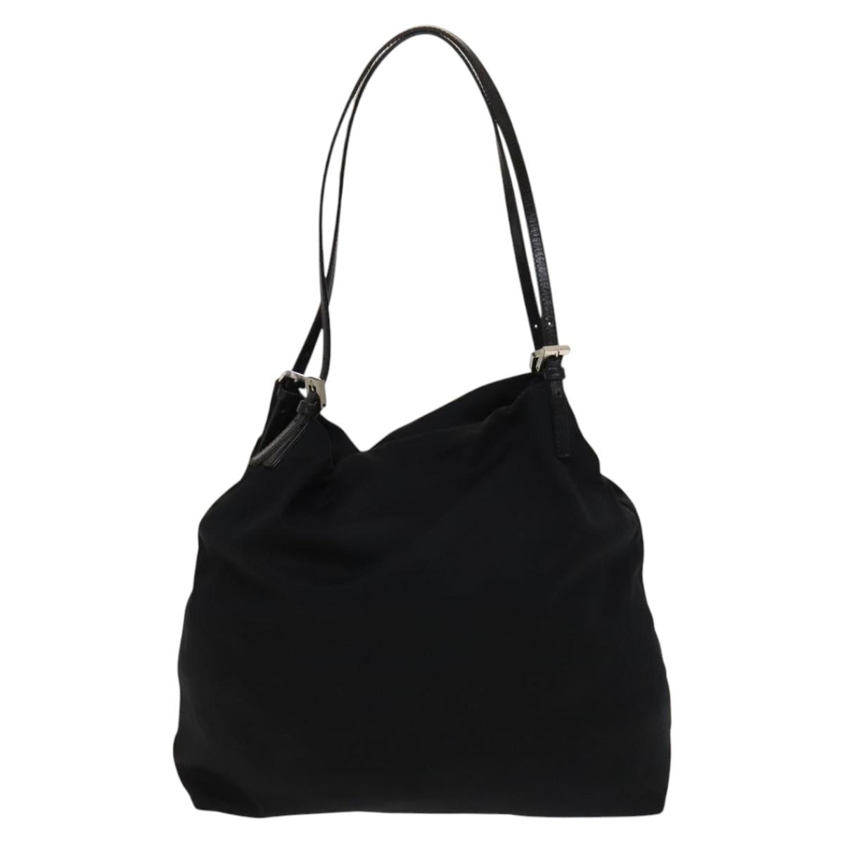 FENDI Tote Bag Nylon Black Silver Auth ep8593