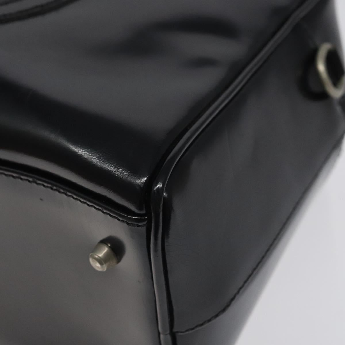 GUCCI Hand Bag Patent Leather Black Silver 000 1274 0505 Auth ep8594