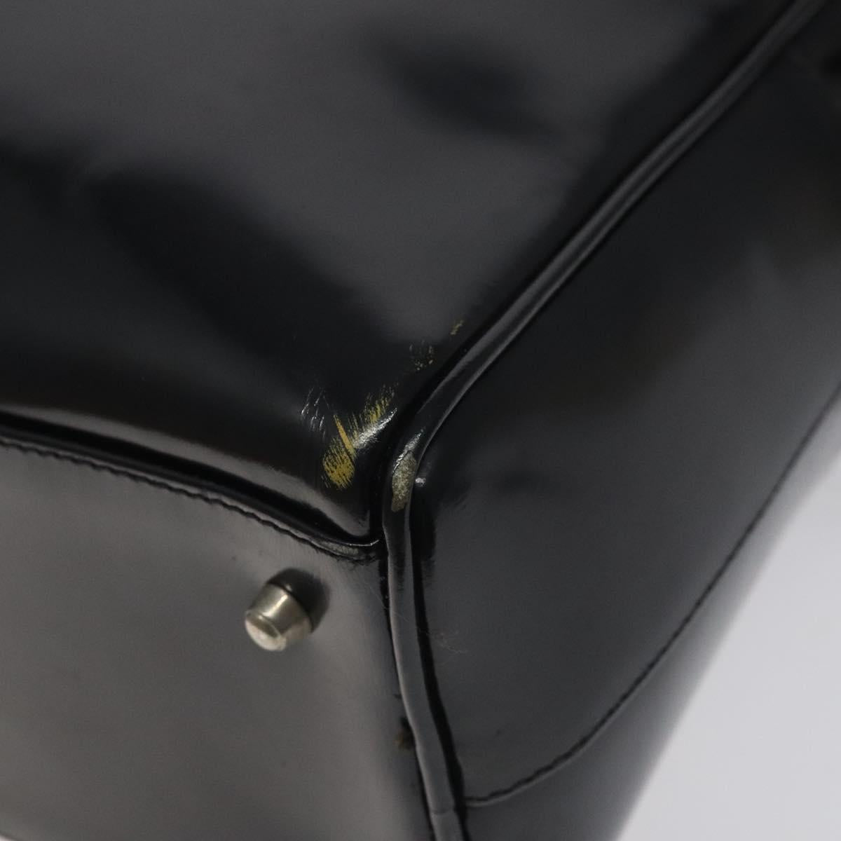 GUCCI Hand Bag Patent Leather Black Silver 000 1274 0505 Auth ep8594