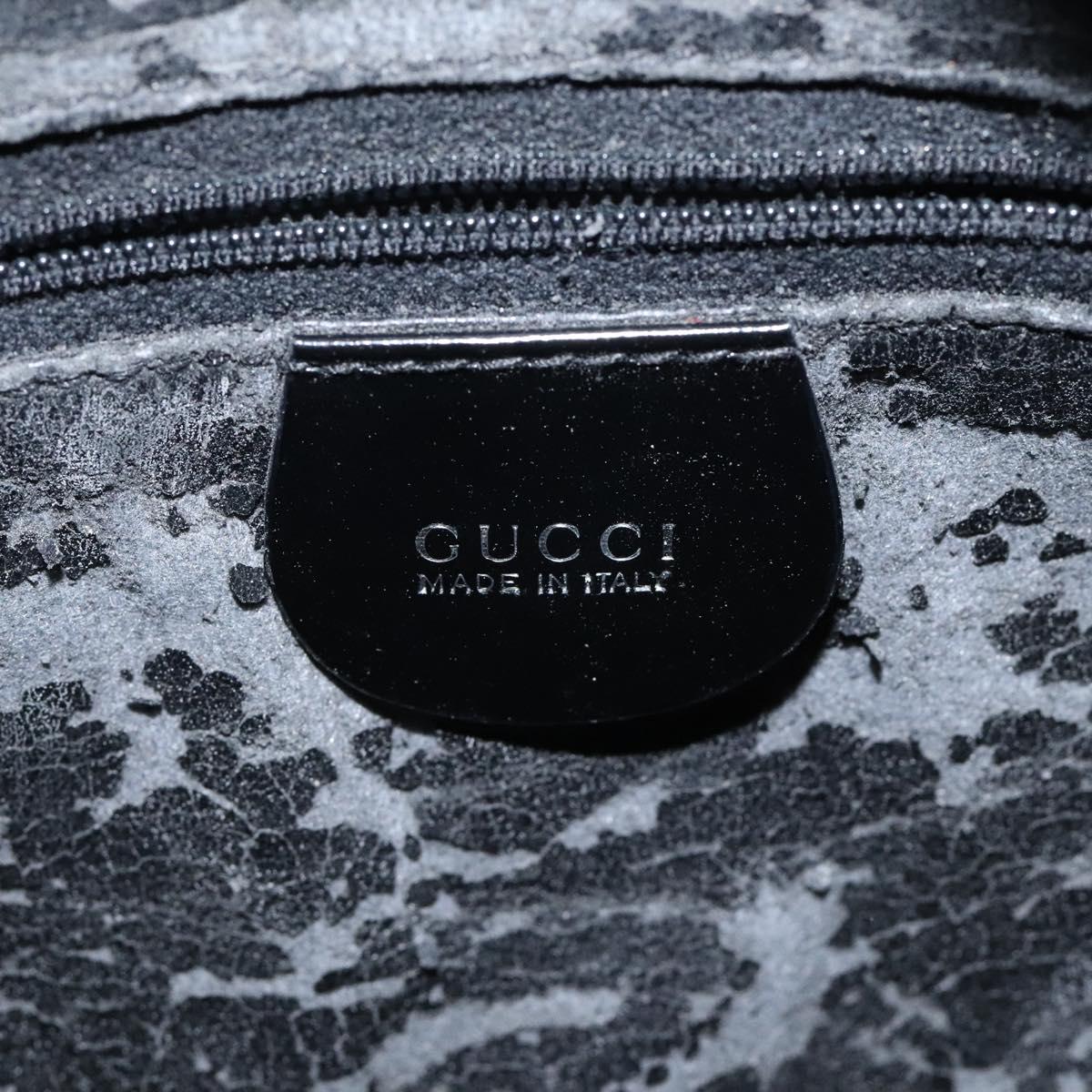 GUCCI Hand Bag Patent Leather Black Silver 000 1274 0505 Auth ep8594