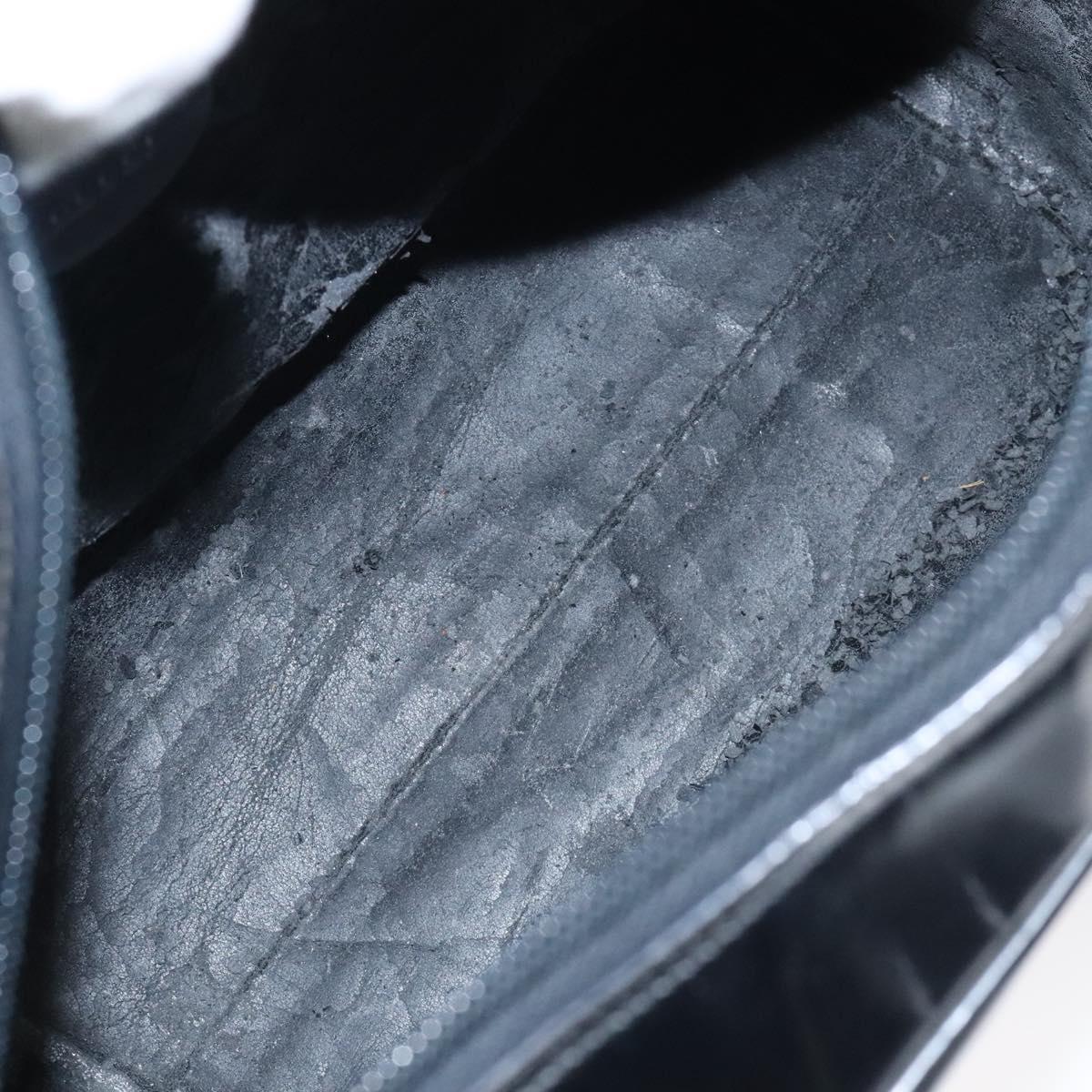GUCCI Hand Bag Patent Leather Black Silver 000 1274 0505 Auth ep8594