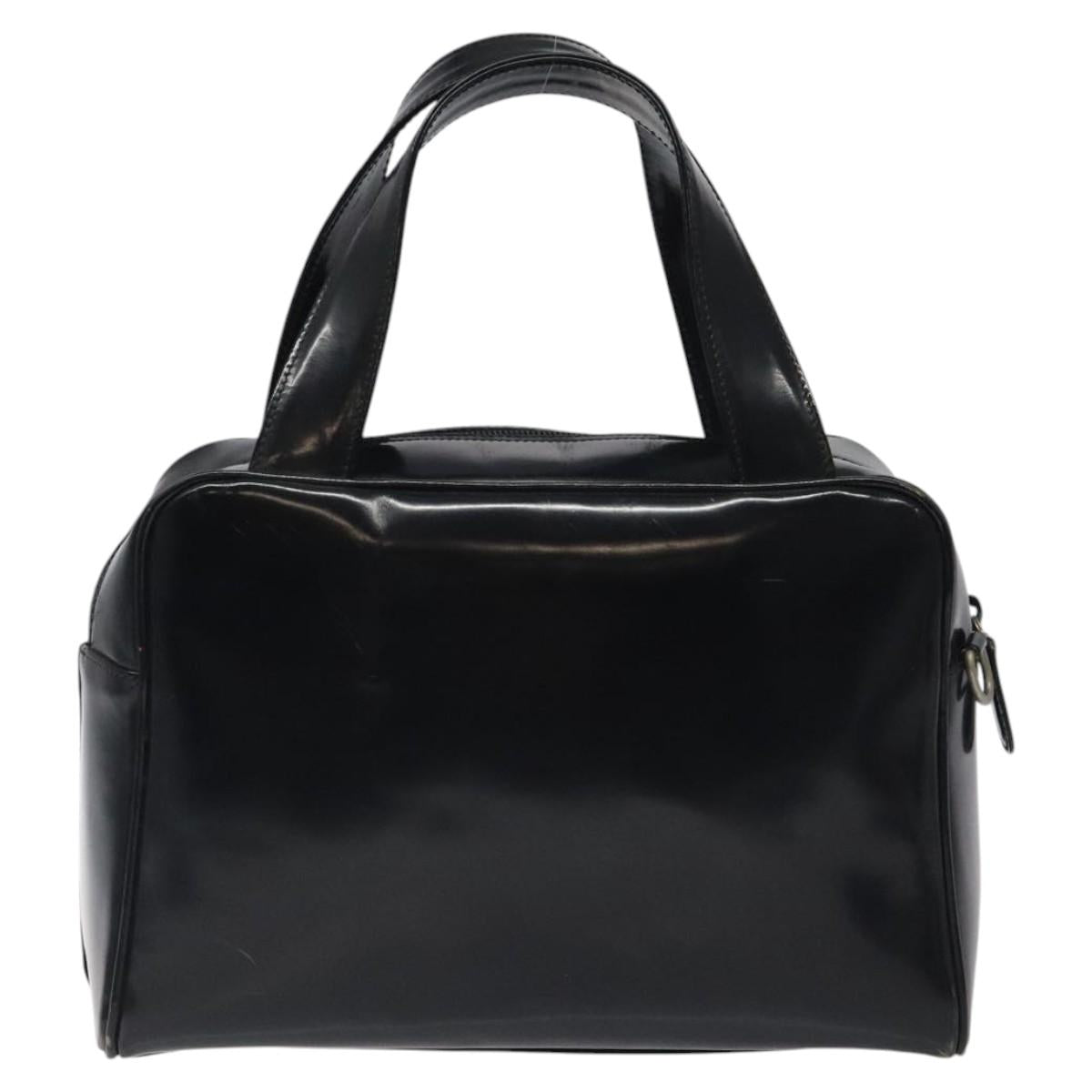 GUCCI Hand Bag Patent Leather Black Silver 000 1274 0505 Auth ep8594