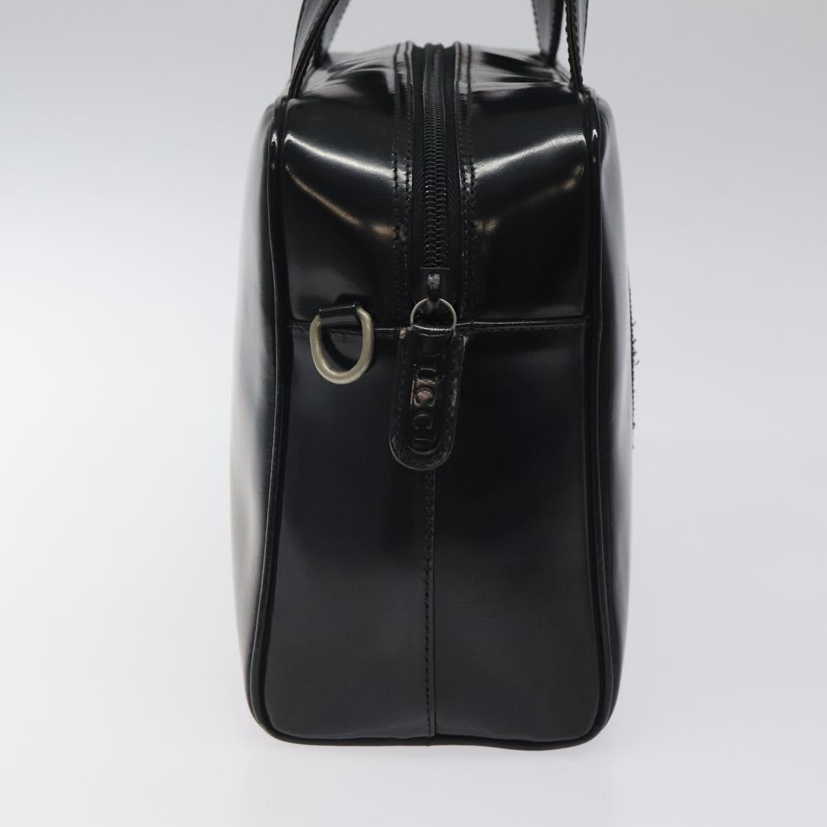 GUCCI Hand Bag Patent Leather Black Silver 000 1274 0505 Auth ep8594