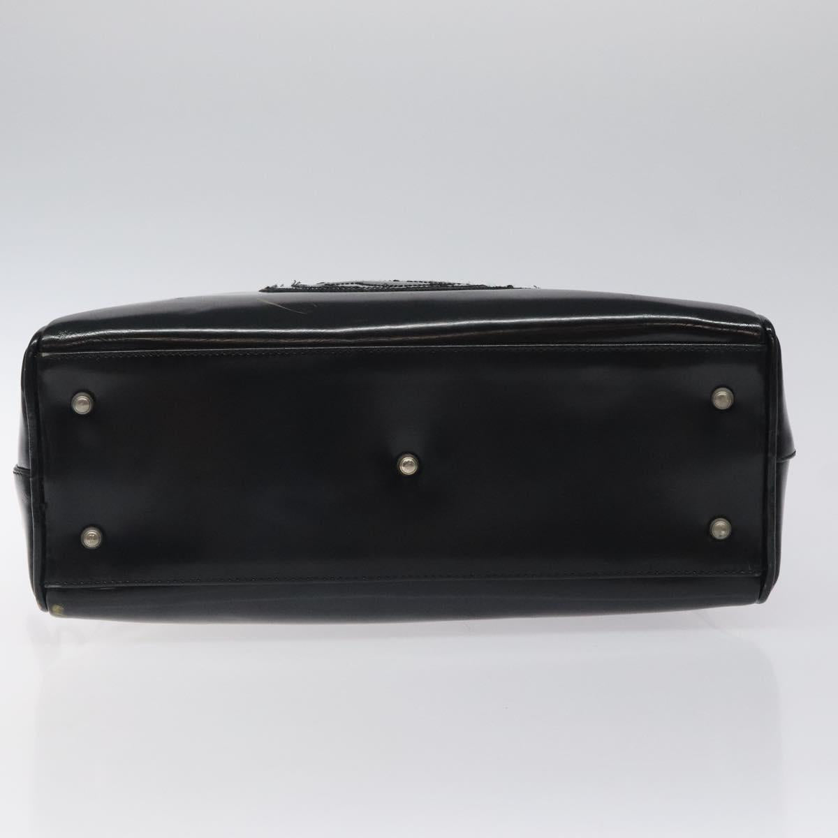 GUCCI Hand Bag Patent Leather Black Silver 000 1274 0505 Auth ep8594