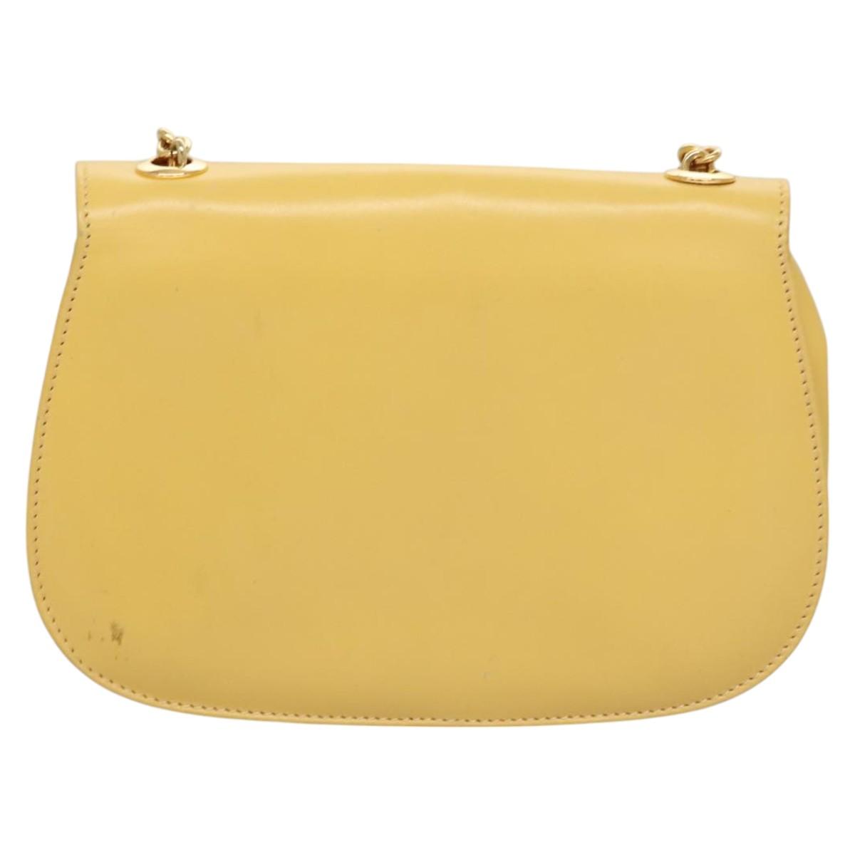 GUCCI Bamboo Chain Shoulder Bag Leather Yellow 001 115 1497 Auth ep8600