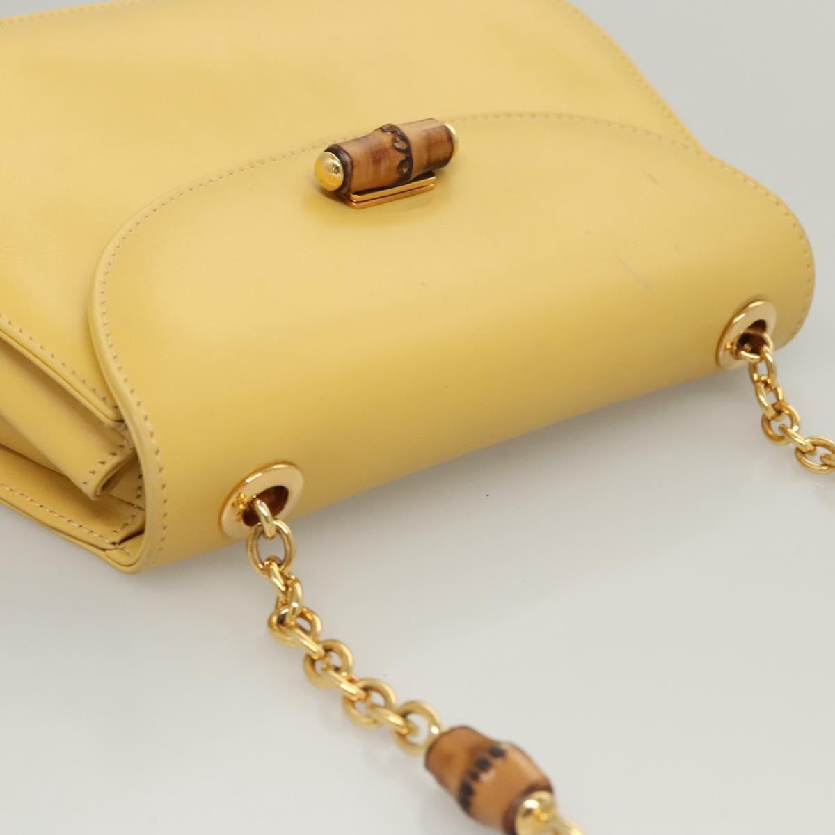 GUCCI Bamboo Chain Shoulder Bag Leather Yellow 001 115 1497 Auth ep8600