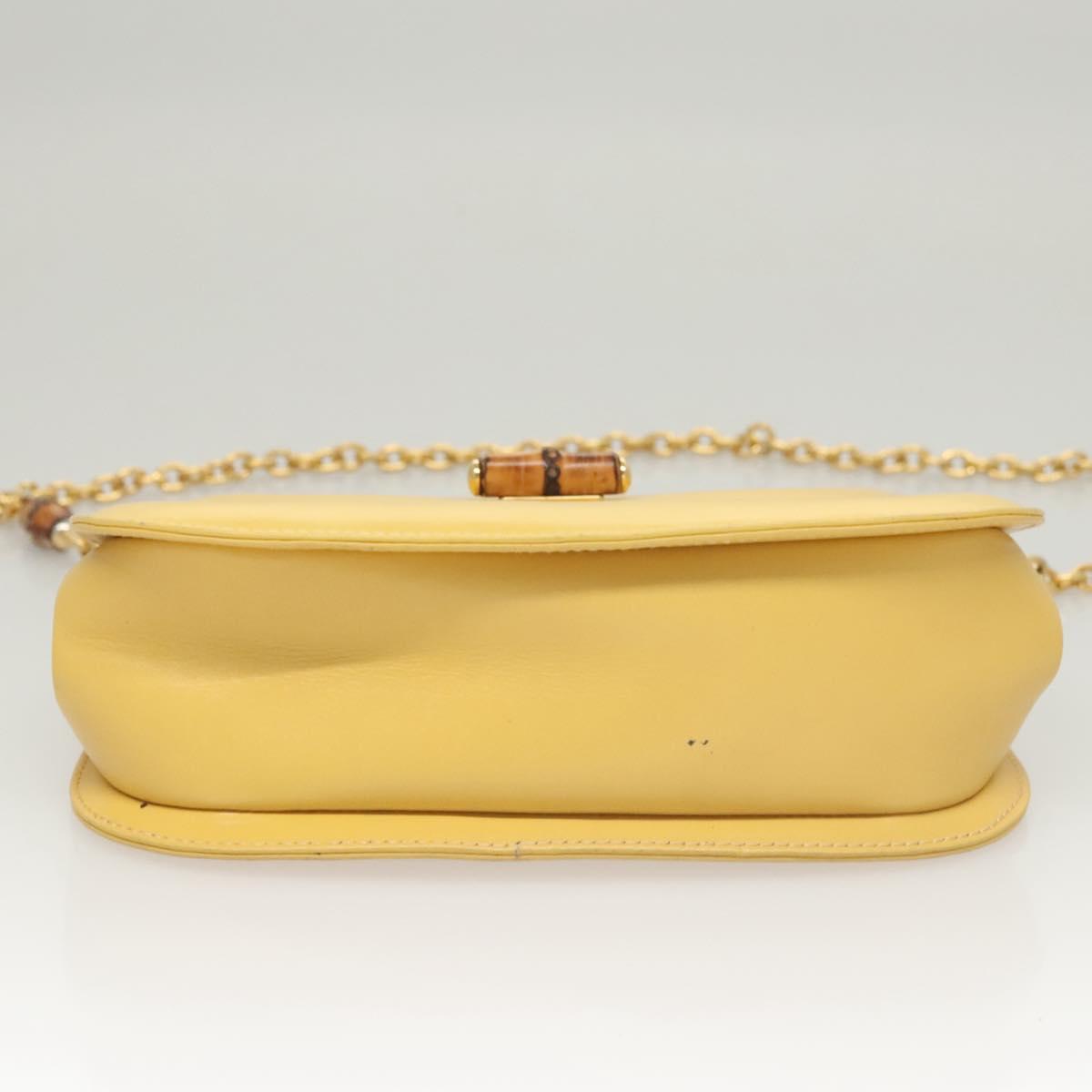 GUCCI Bamboo Chain Shoulder Bag Leather Yellow 001 115 1497 Auth ep8600