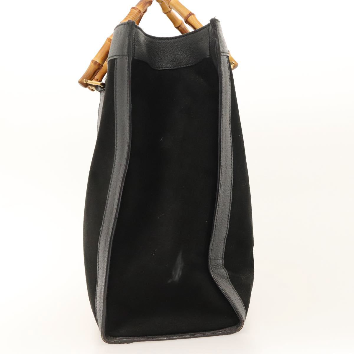 GUCCI Bamboo Hand Bag Suede Black Gold 002 1186 0260 Auth ep8603